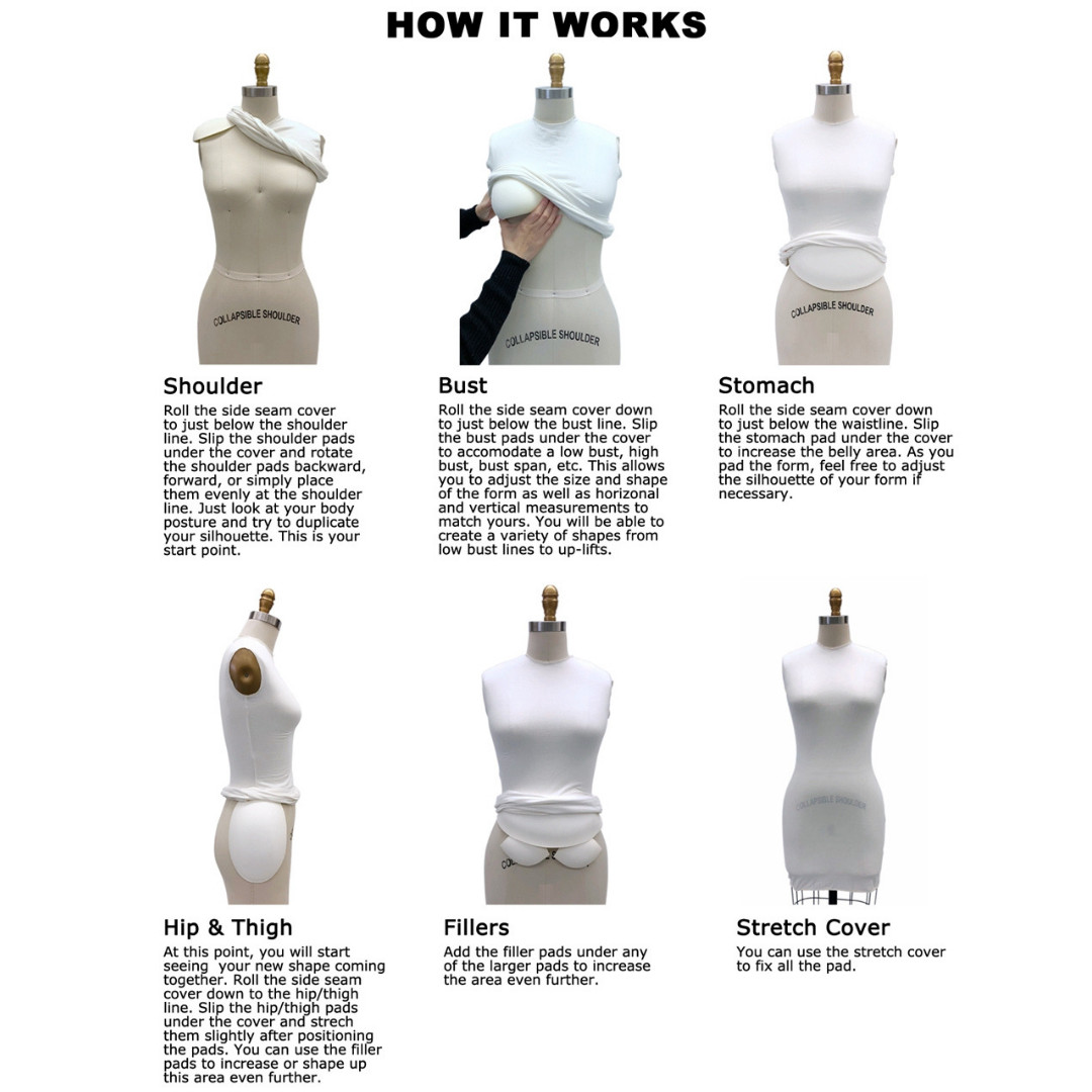 Size 16 Linen Full Body Pro Female Dress Form Mannequin with Arm & Padding Kit