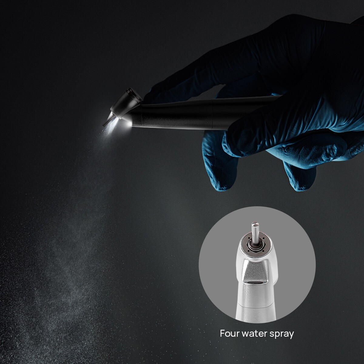 Dental 45° 1:4.2 Increasing Contra Angle LED Fiber Optic Handpiece Push Button