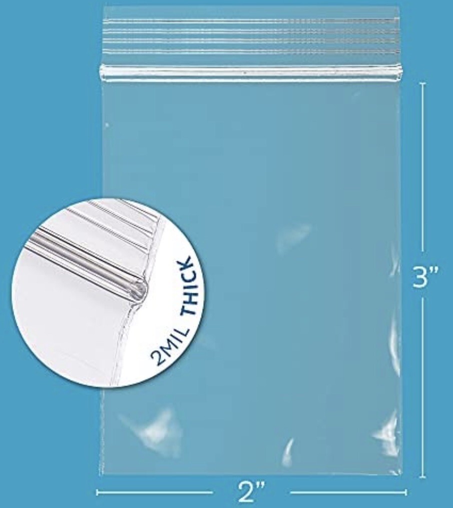 1000 Pieces – 2”x3” Clear Poly Zip Lock Storage Bags 2 Mil Reclosable Bags New
