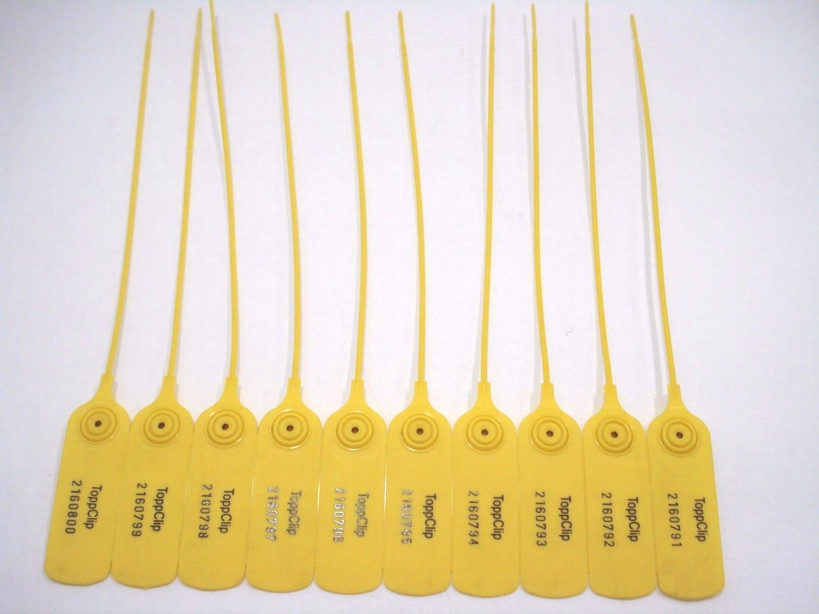 ToppClip 10 Yellow Plastic Security Pull Tight Seals Numbered New