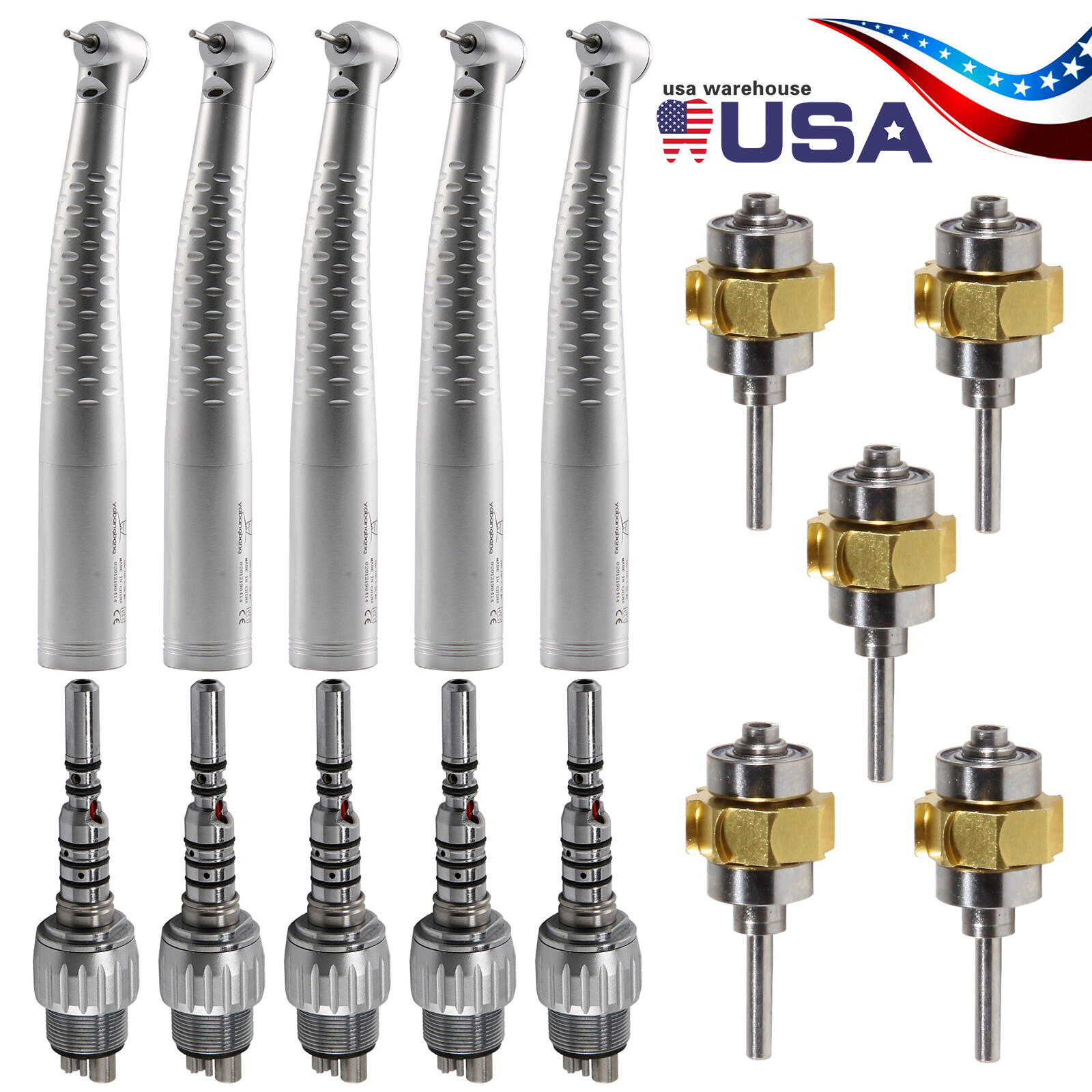 1-10 KaV Style Dental Fiber Optic High Speed Handpiece 6Hole LED Coupler /Rotor