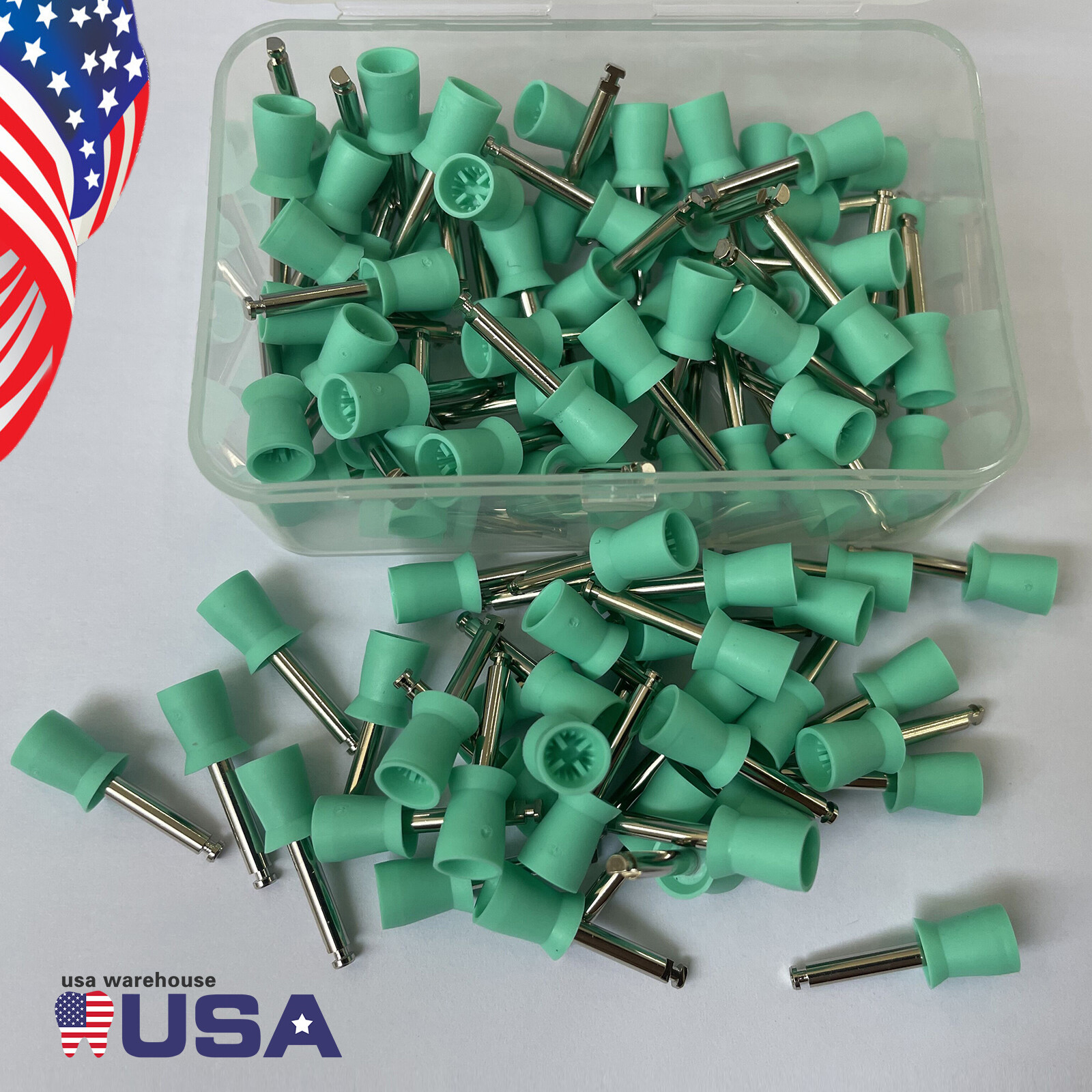 100Pcs Dental Rubber Prophy Teeth Polish Polishing Cups Latch Type Brushes USA