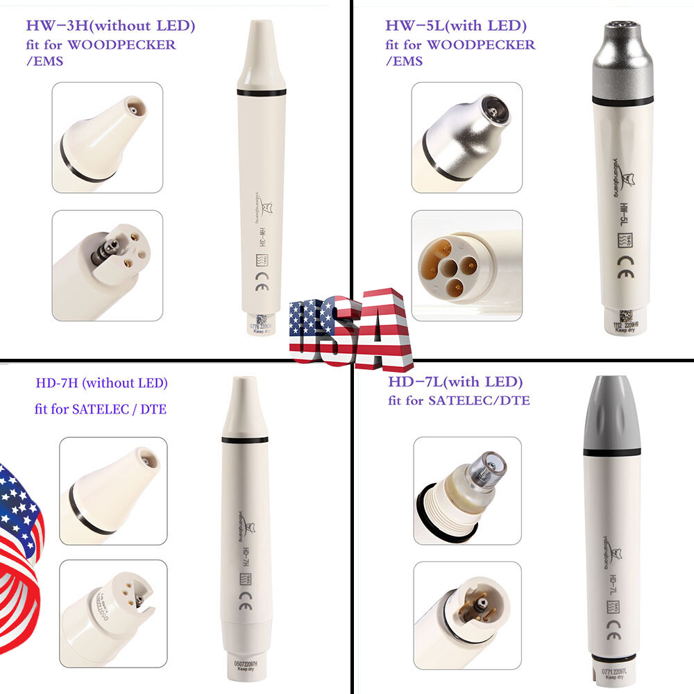 Dental Ultrasonic Scaler Handpiece / LED / 5*Tips for EMS WOODPECKER DTE SATELEC