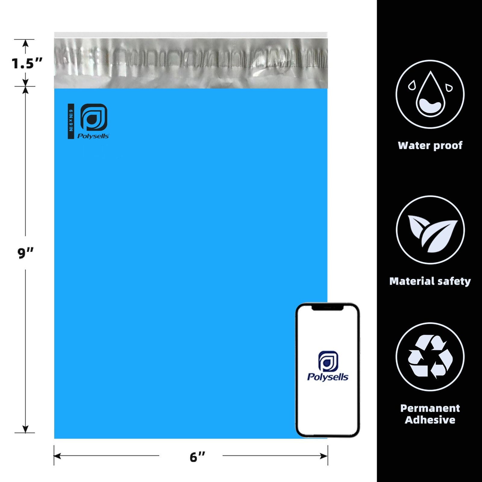 100 6×9 Poly Mailers Envelopes Self Sealing Shipping Mailers Blue POLYSELLS