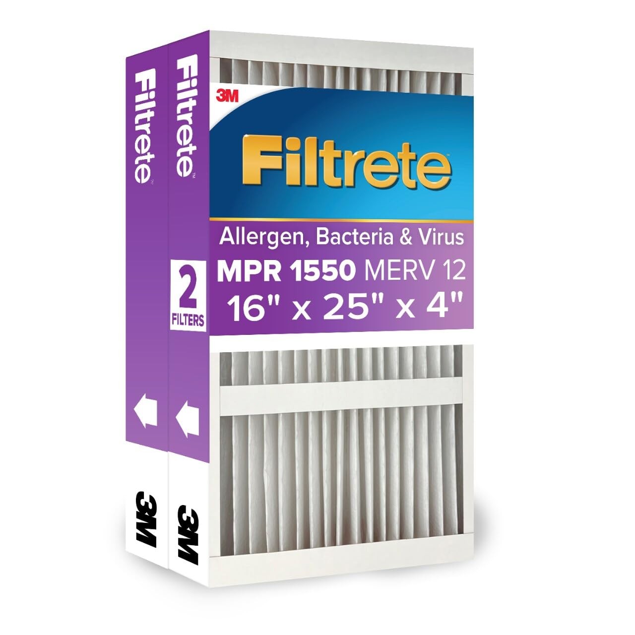 Filtrete 16x25x4 Air Filter MERV 12, MPR 1550 Certified Asthma &