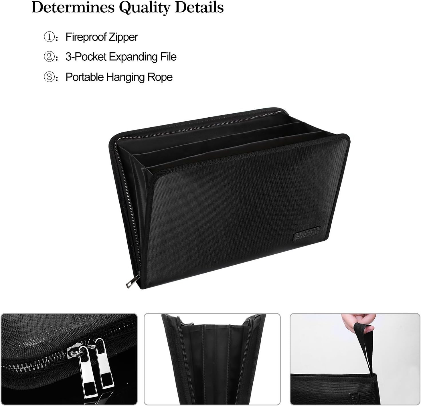 Durable Waterproof Document Pouch with Fireproof Features and Zipper Closure