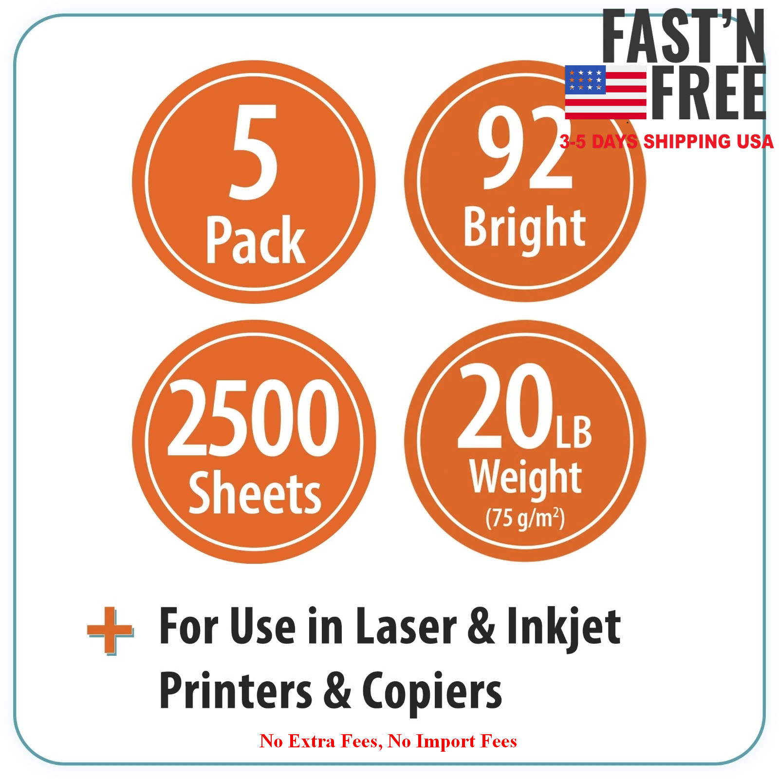 2 Pack Pen+Gear Copy Paper 8.5 x 11 92 Bright White 20 lb 5 Ream 2500 Sheets