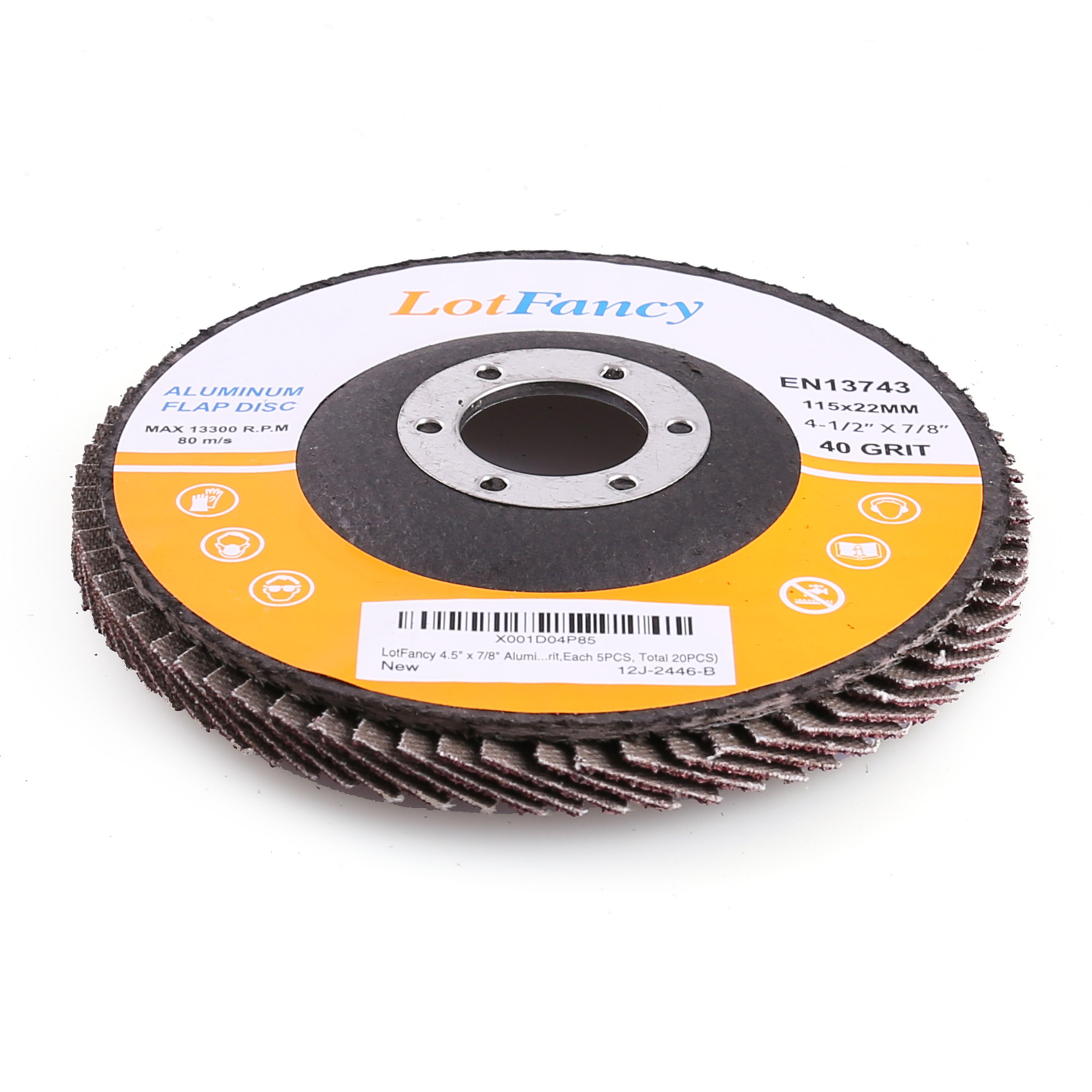 20x 4.5″ 4-1/2 Flap Discs 40 60 80 120 Grit Sanding Grinding Wheels Assorted T27
