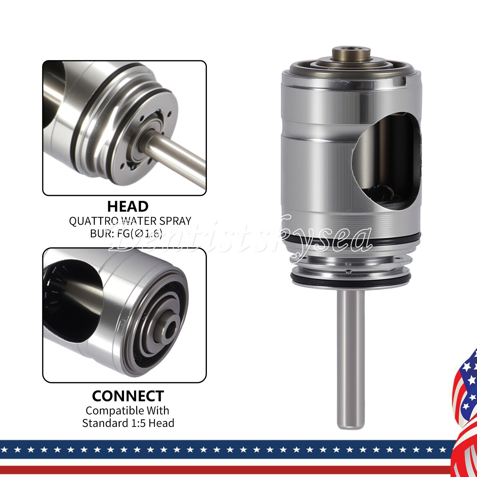 Standard Head Dental 1:5 Fiber Optic Low Speed Handpiece Contra Angle Cartridge