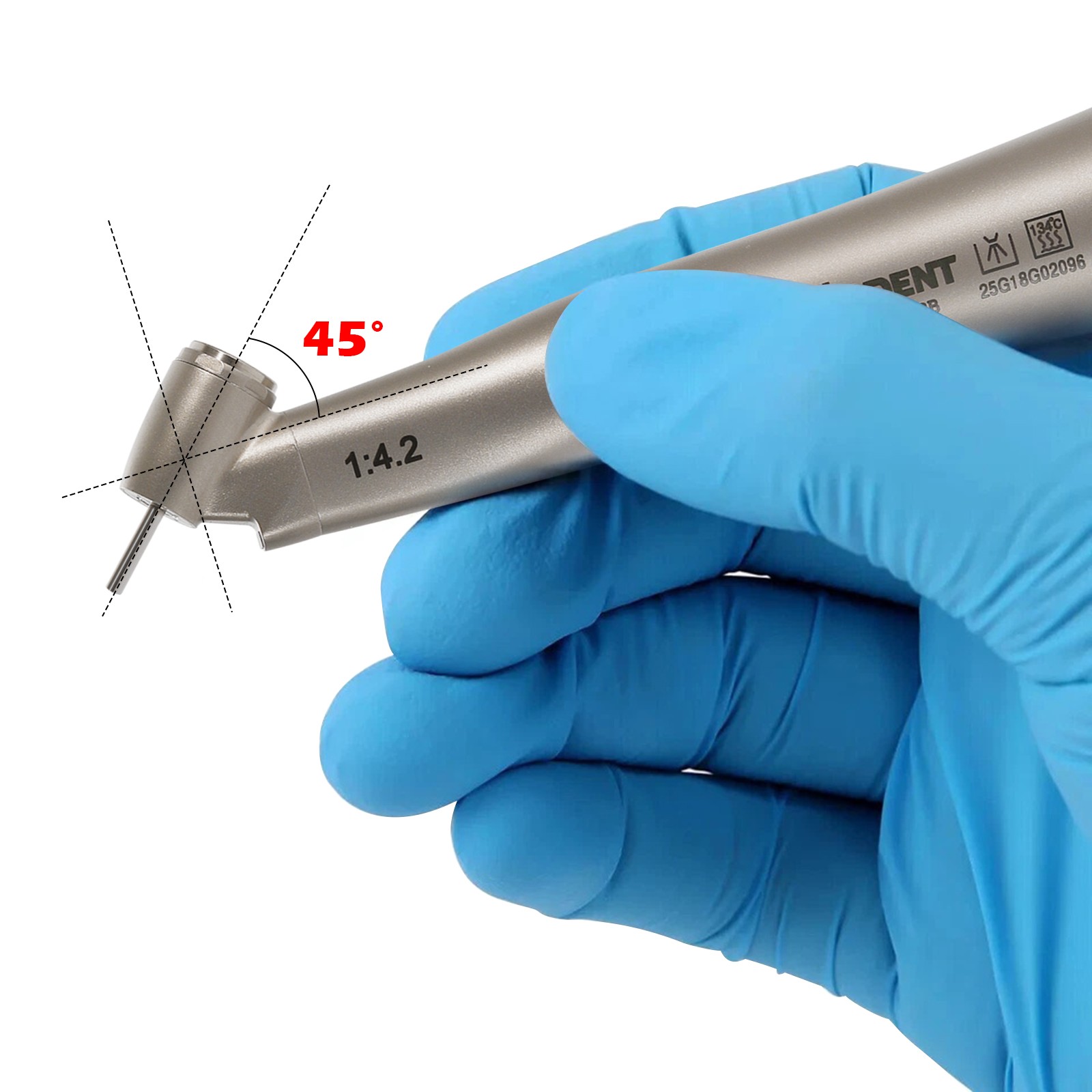 Dental Optic Fiber 1:4.2 Increasing Handpiece 45°Angle Fit FG 1.6mm burs For NSK