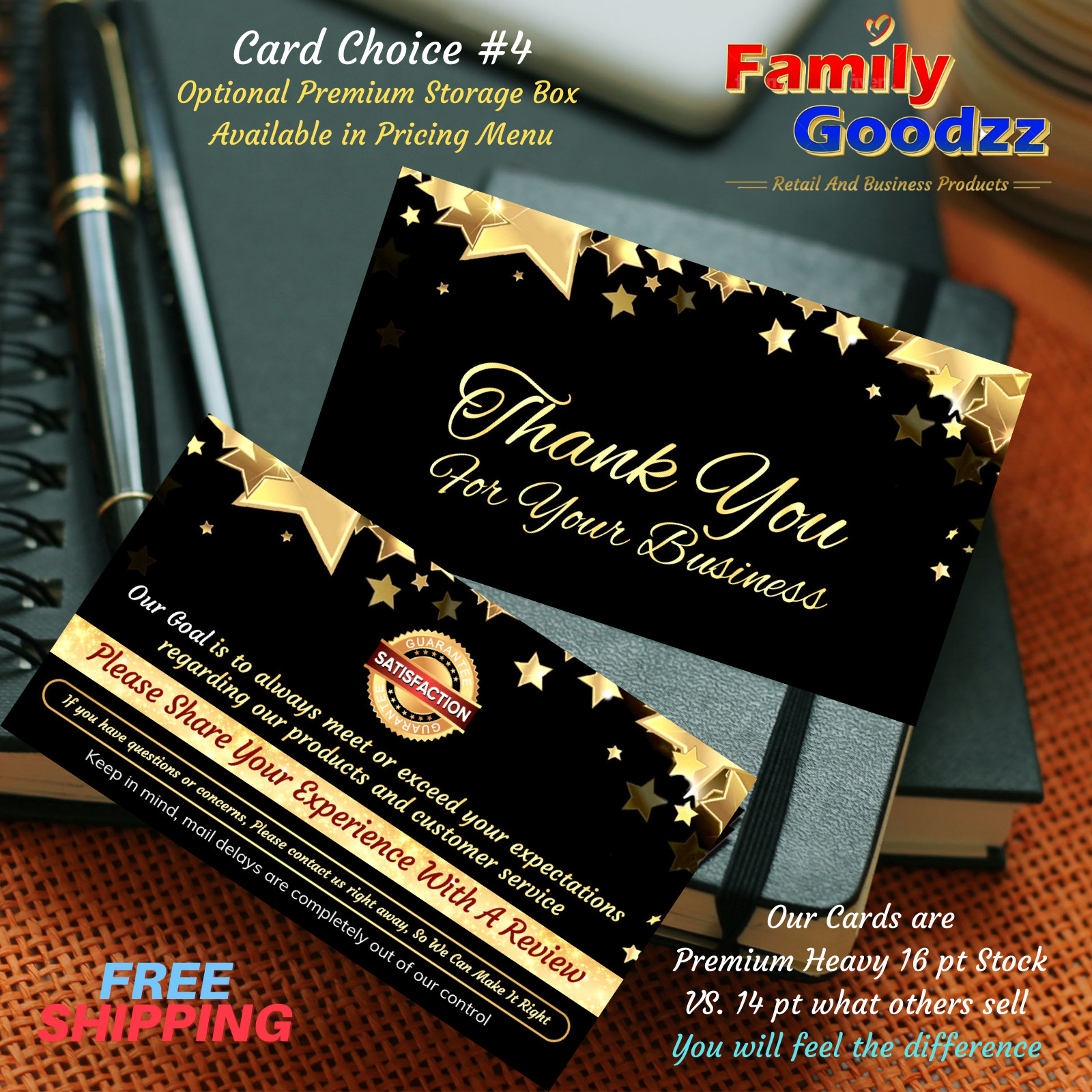 25-2000 Ebay CLASSY Thank You Seller Business Cards (Star), 4 Amazon, Etsy, bulk