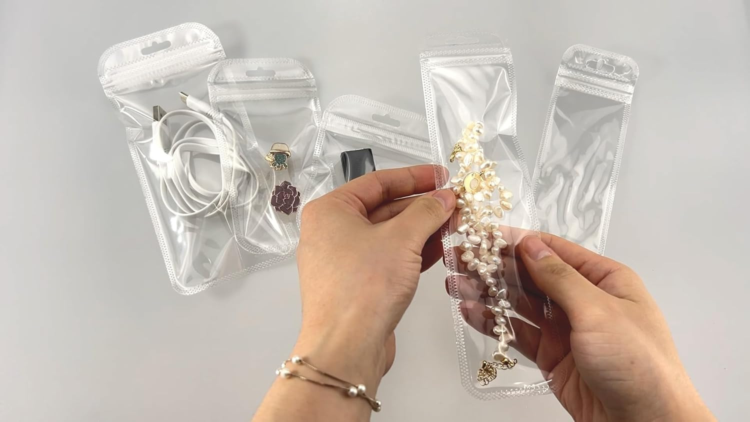 100 Pieces Self Sealing Bag with Hang Hole Resealable Zip Storage Lock Clear Pla