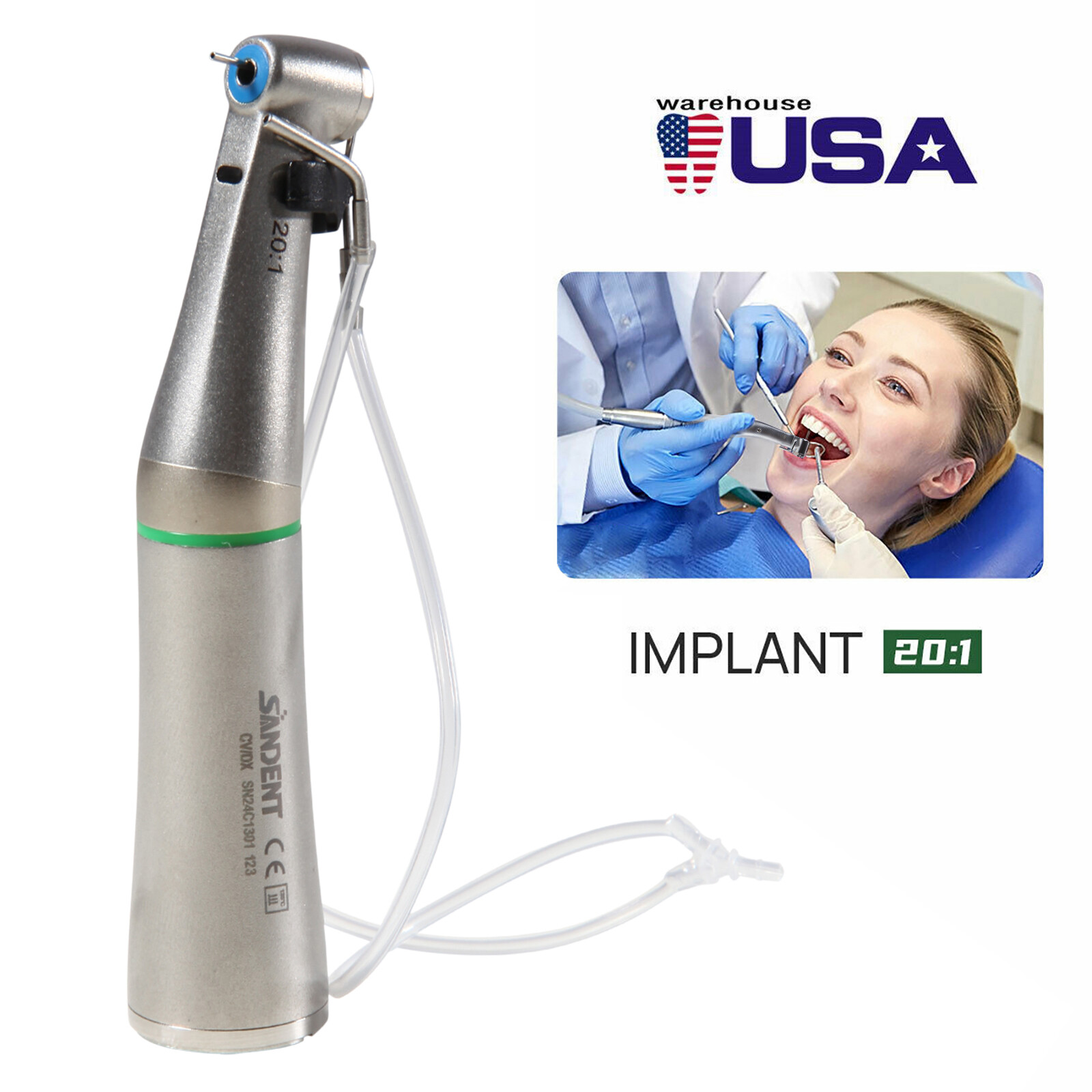 1-10Pcs Dental 20:1 LED Fiber Optic Contra Angle Handpiece Fit NSK Ti-Max XSG20L
