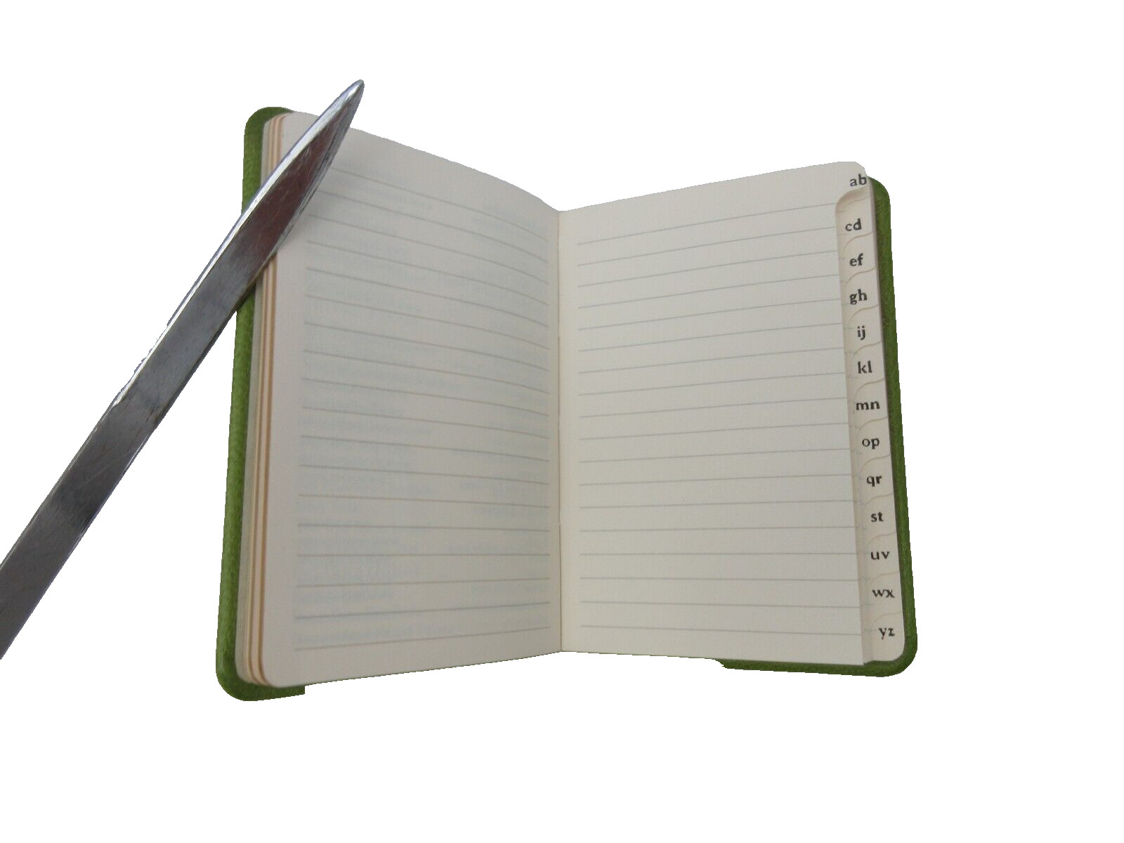 Address Book MINI 3×4″ Leather Cover 160 Tabbed Pgs Post Miniatures Bright Green
