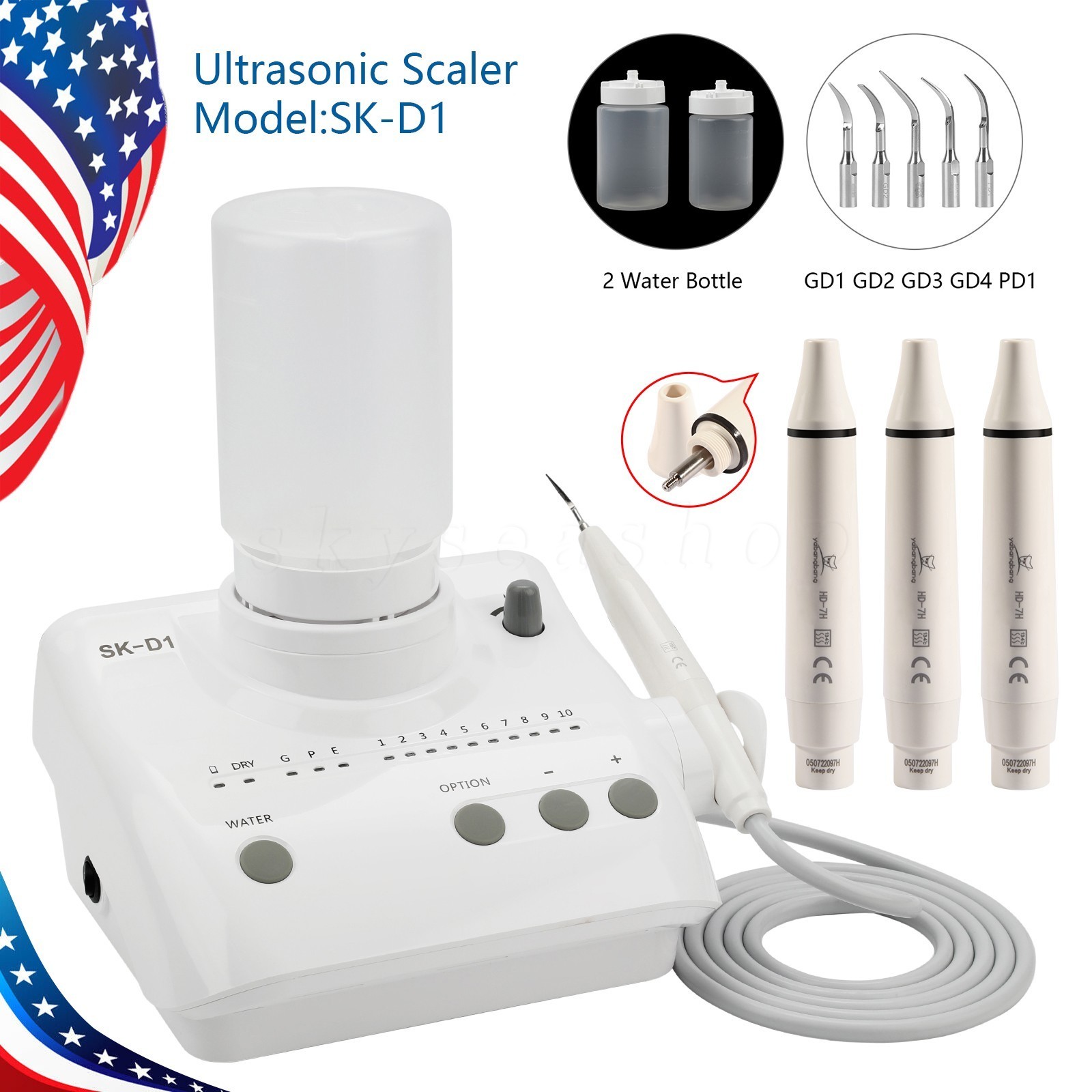SK-D1 Dental Ultrasonic Scaler 2 Bottles Fit DTE SATELEC / 1-5 Handpiece HD-7H