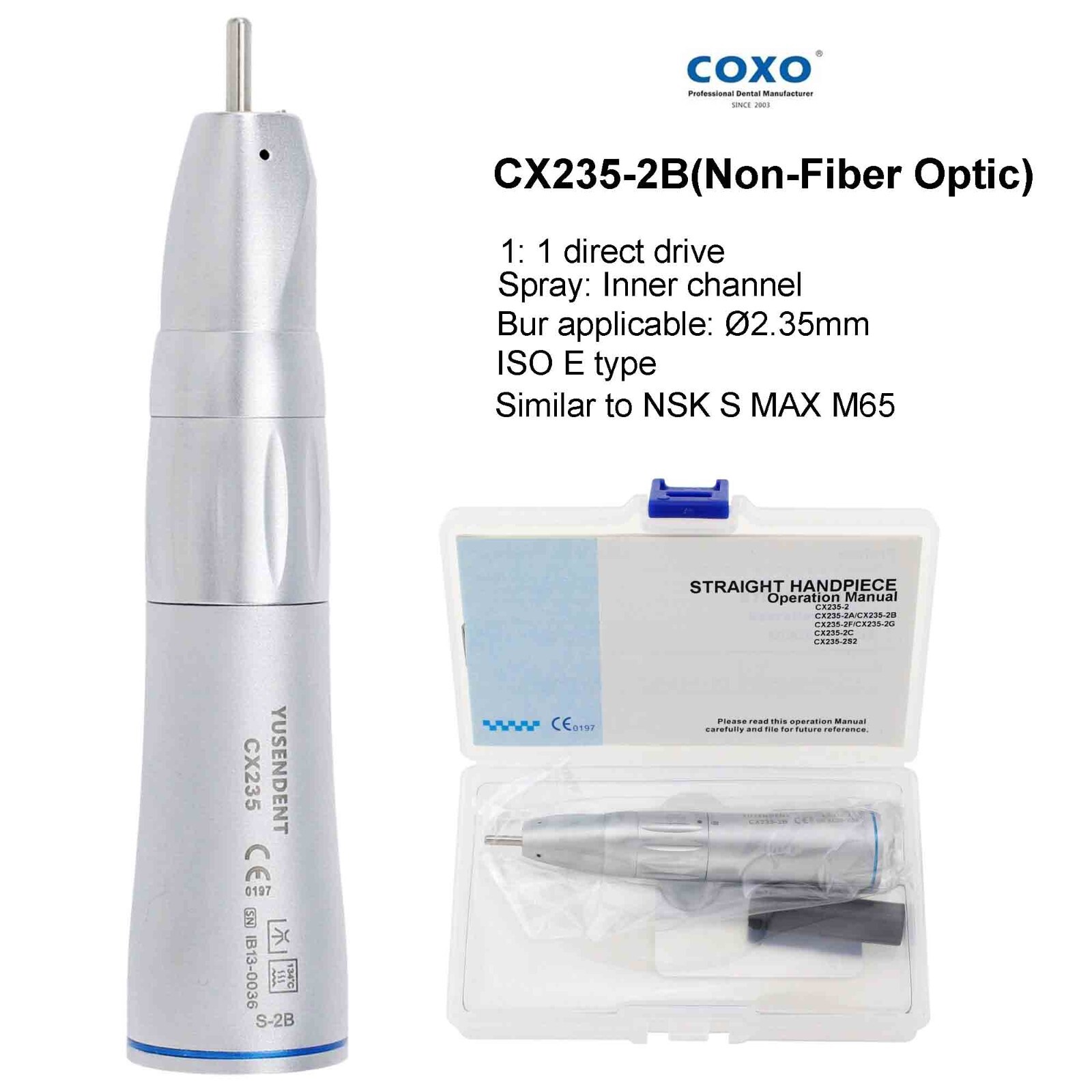 COXO Dental Slow Speed Contra Angle Straight Handpiece Air Motor Inner Water NSK
