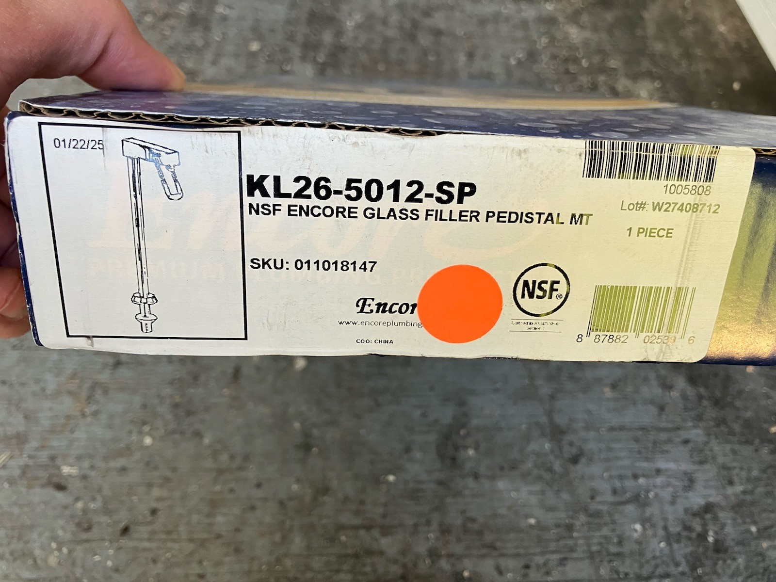 Encore KL26-5012-SP GLASS FILLER PEDESTAL MOUNT ( 1 PIECE )