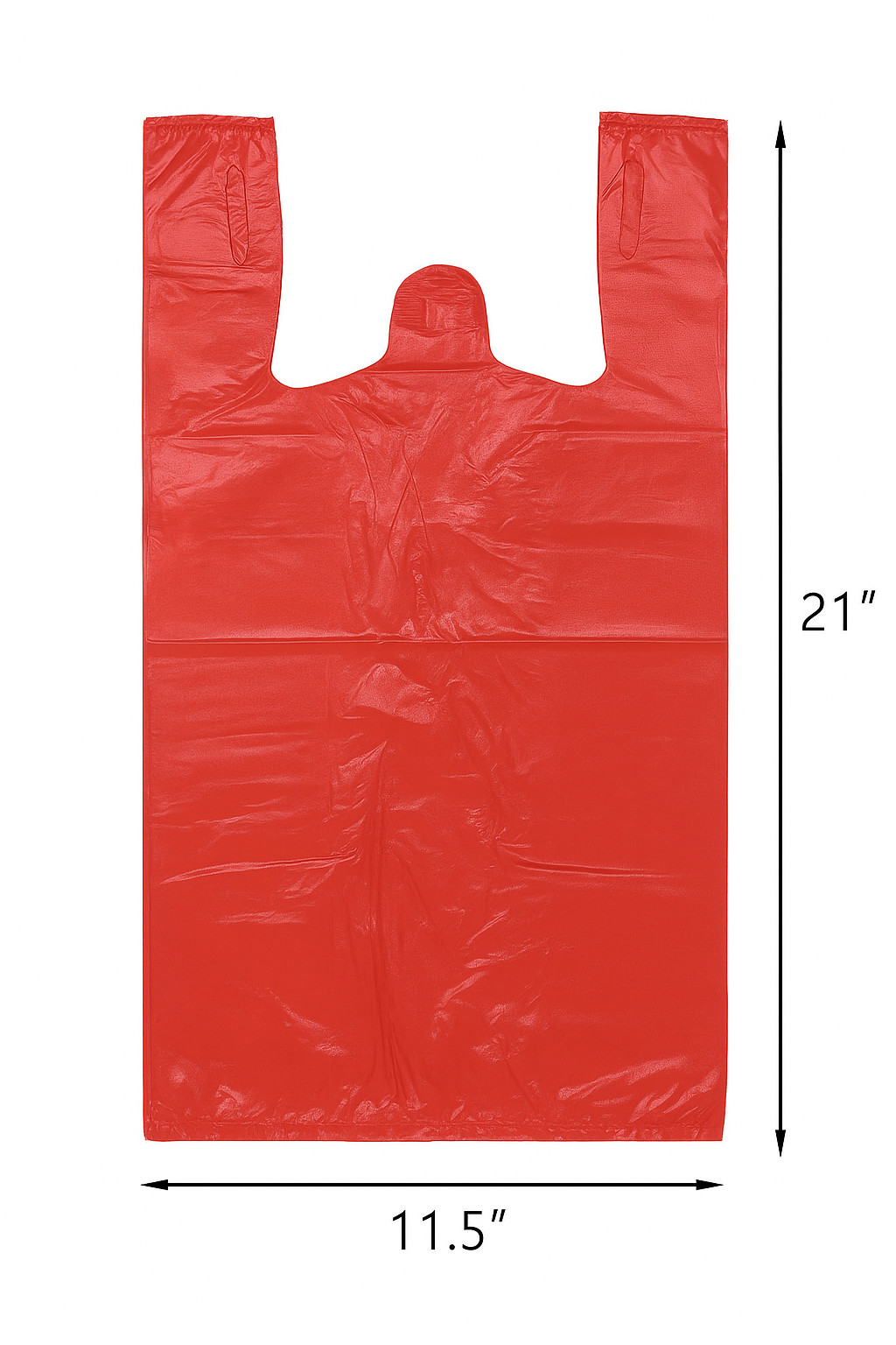 1/6 Large Red T-Shirt Bags 0.51 Mil 21×11.5×6.5 Plastic Grocery Retail Bulk