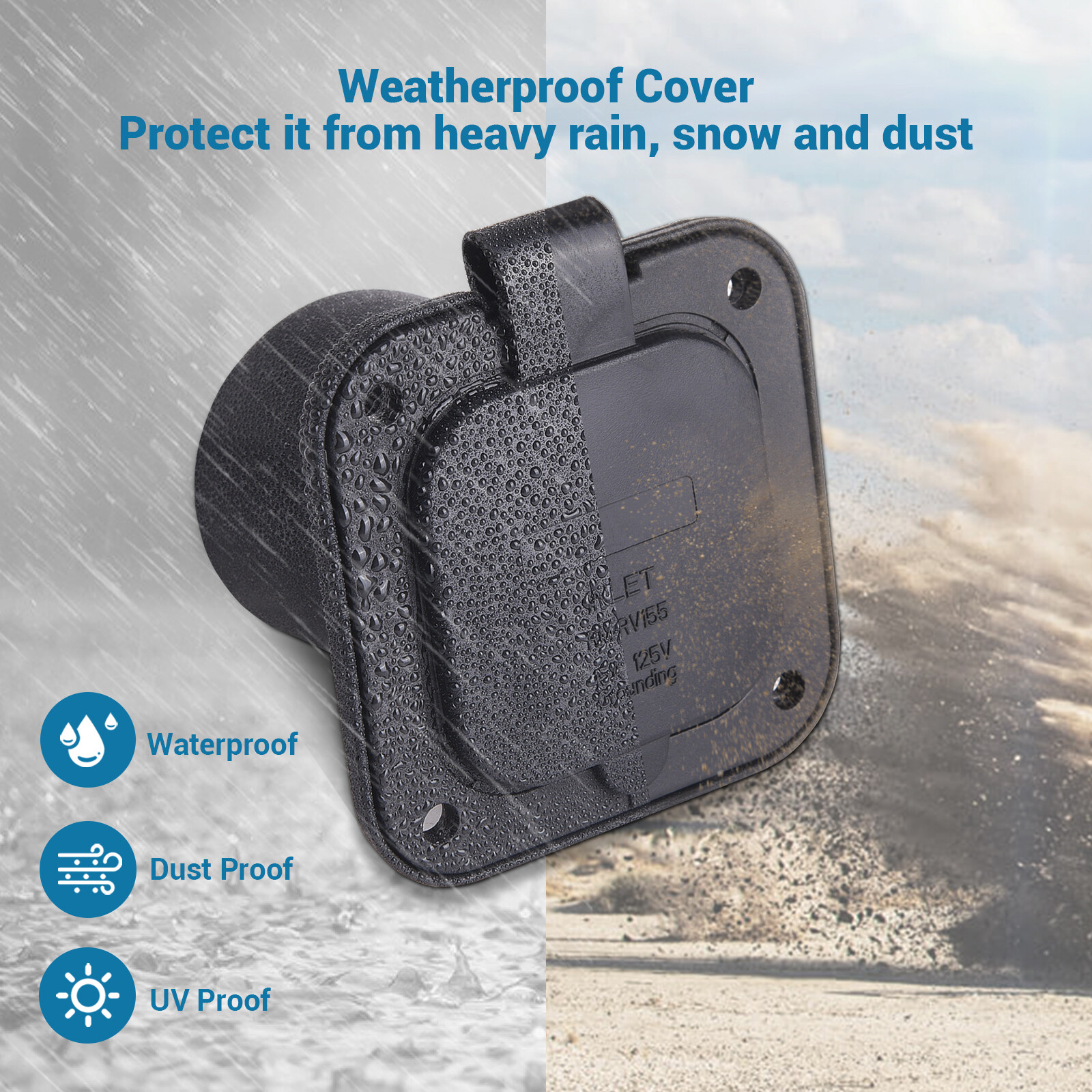 15A 125V Shore Power Inlet Port Plug Outlet NEMA 5-15P Male Receptacle RV Boat
