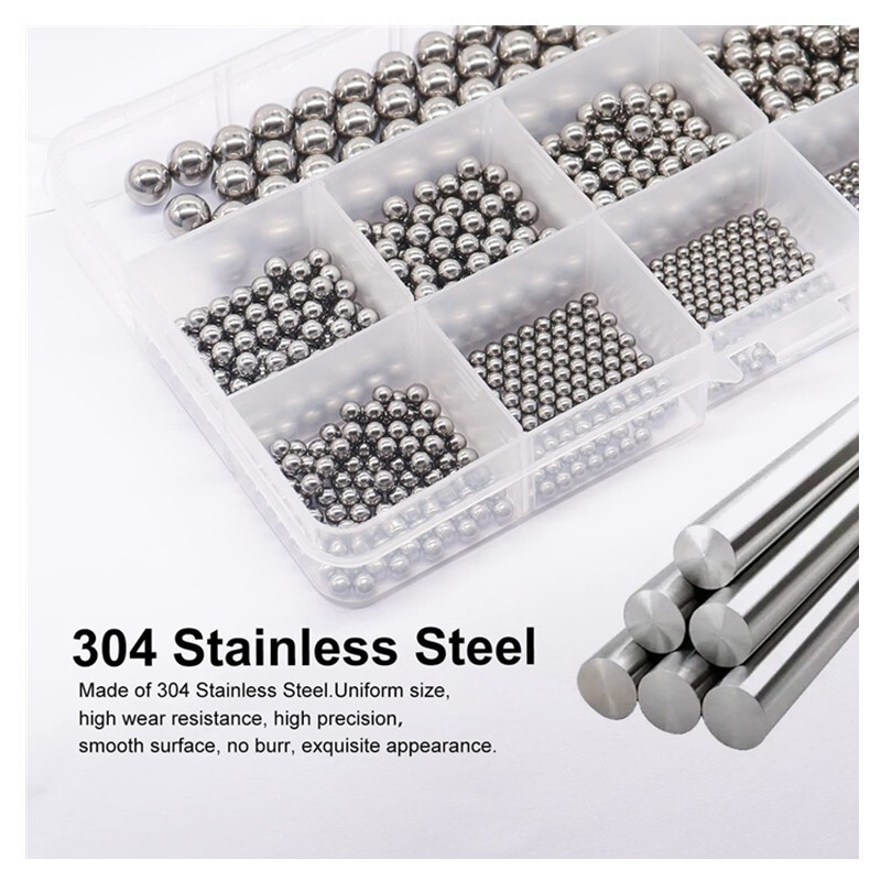 600pc Stainless Steel Bearing Balls 1mm-8mm 12 Size Metric Assortment Kit