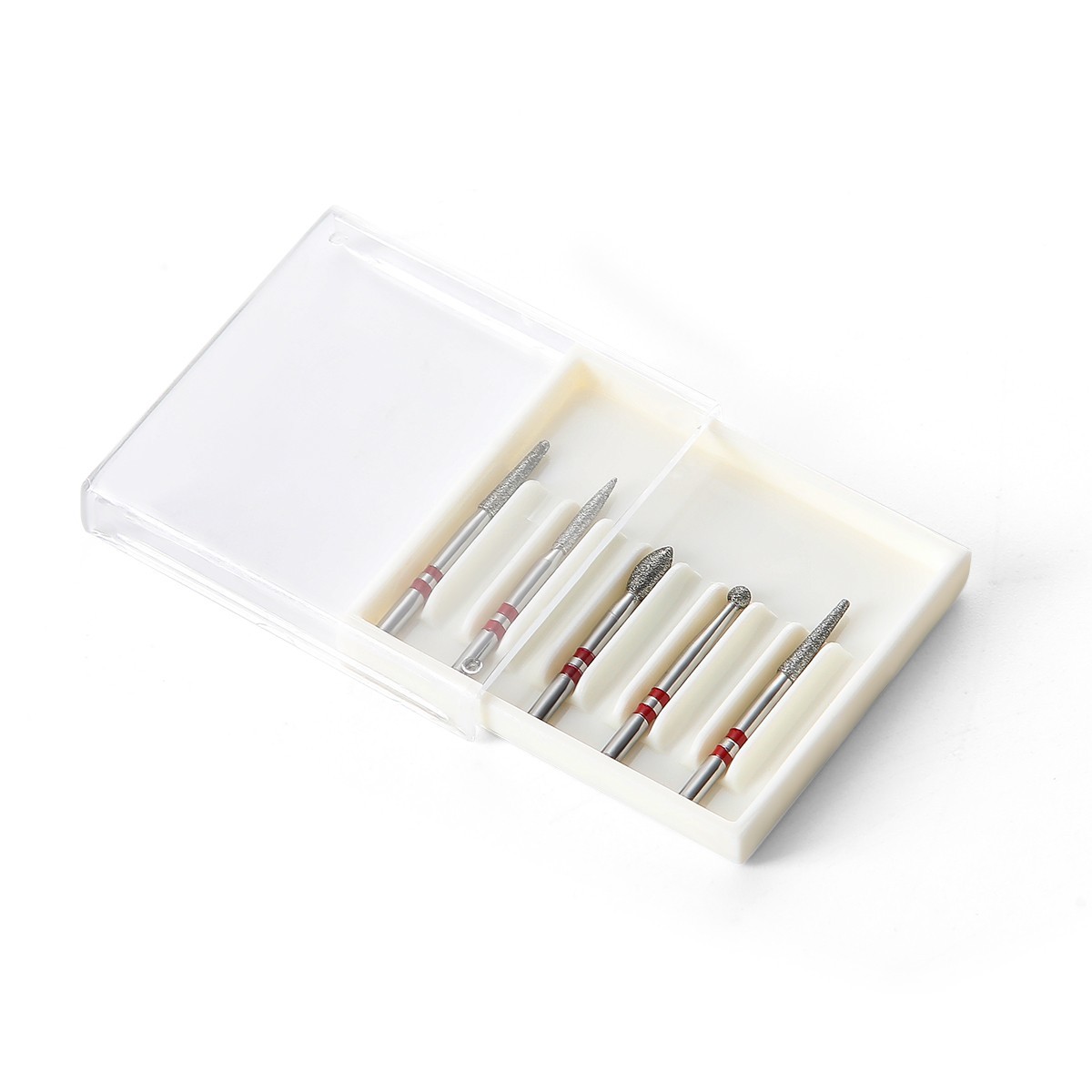 5pcs Dental Diamond Zirconia Cutting Burs Kit FG 1.6mm Fit High Speed Handpiece
