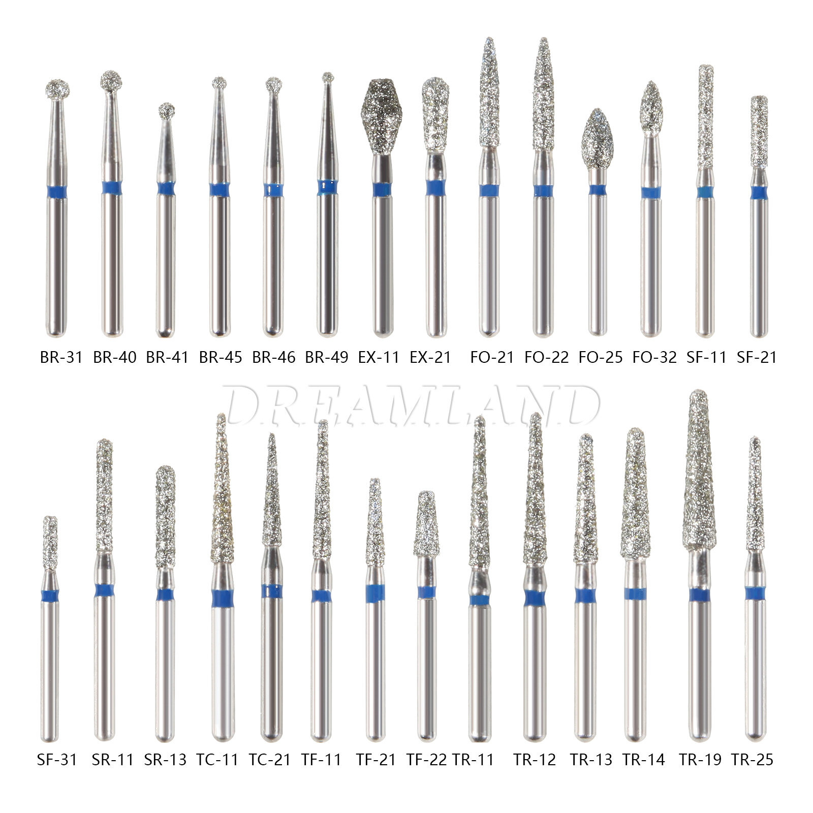 BURR Dental FG 1.60mm Diamond Burs For High Speed Handpiece Friction Grip Ir