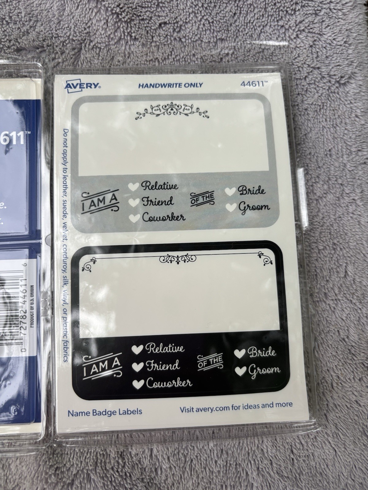 Lot of 2 Avery 44611 Wedding Name Badges 36 Badges/18 Sheets ea. New