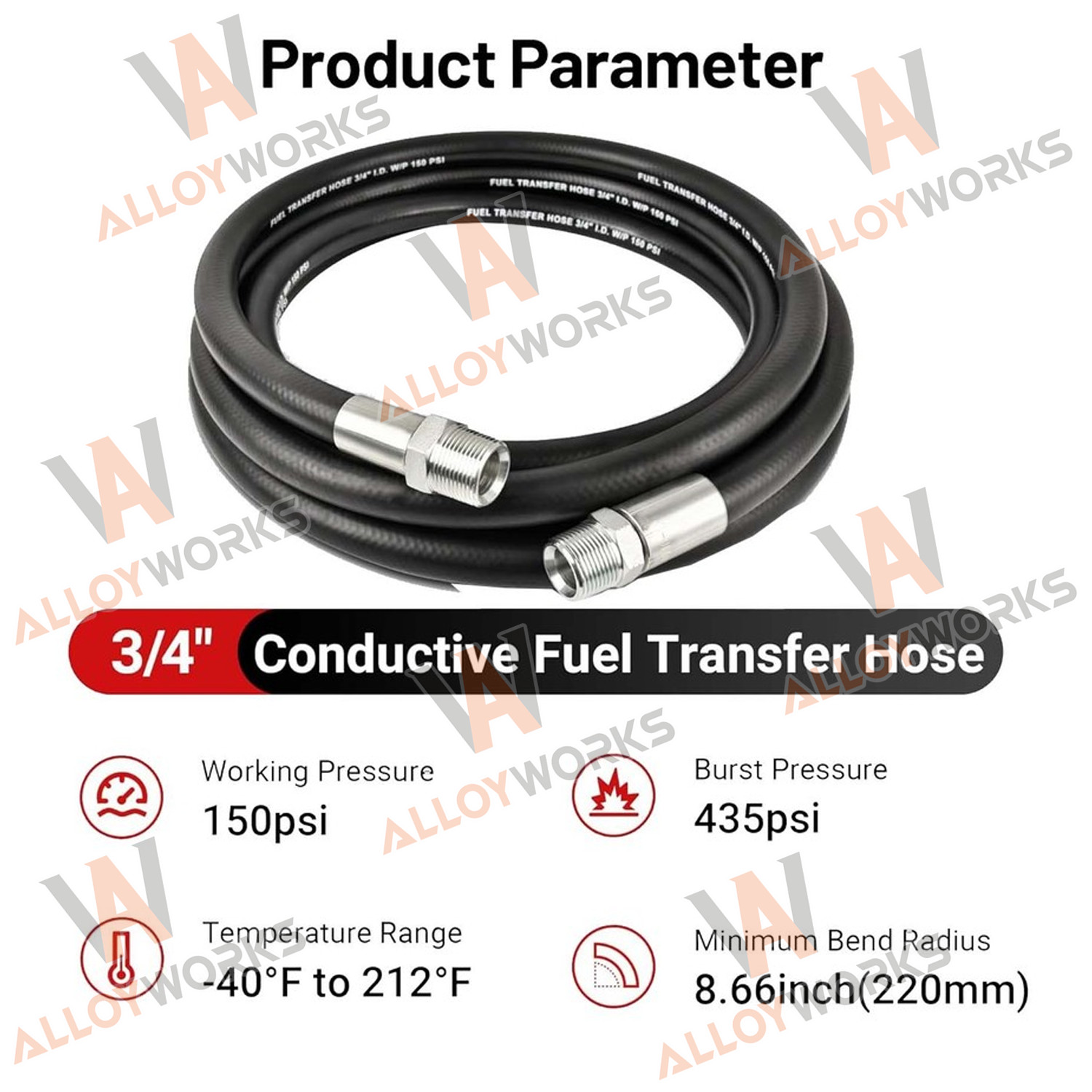 12FT 3/4IN Fuel Transfer Hose fit Gasoline Diesel Dispensing Kerosene Biodiesel