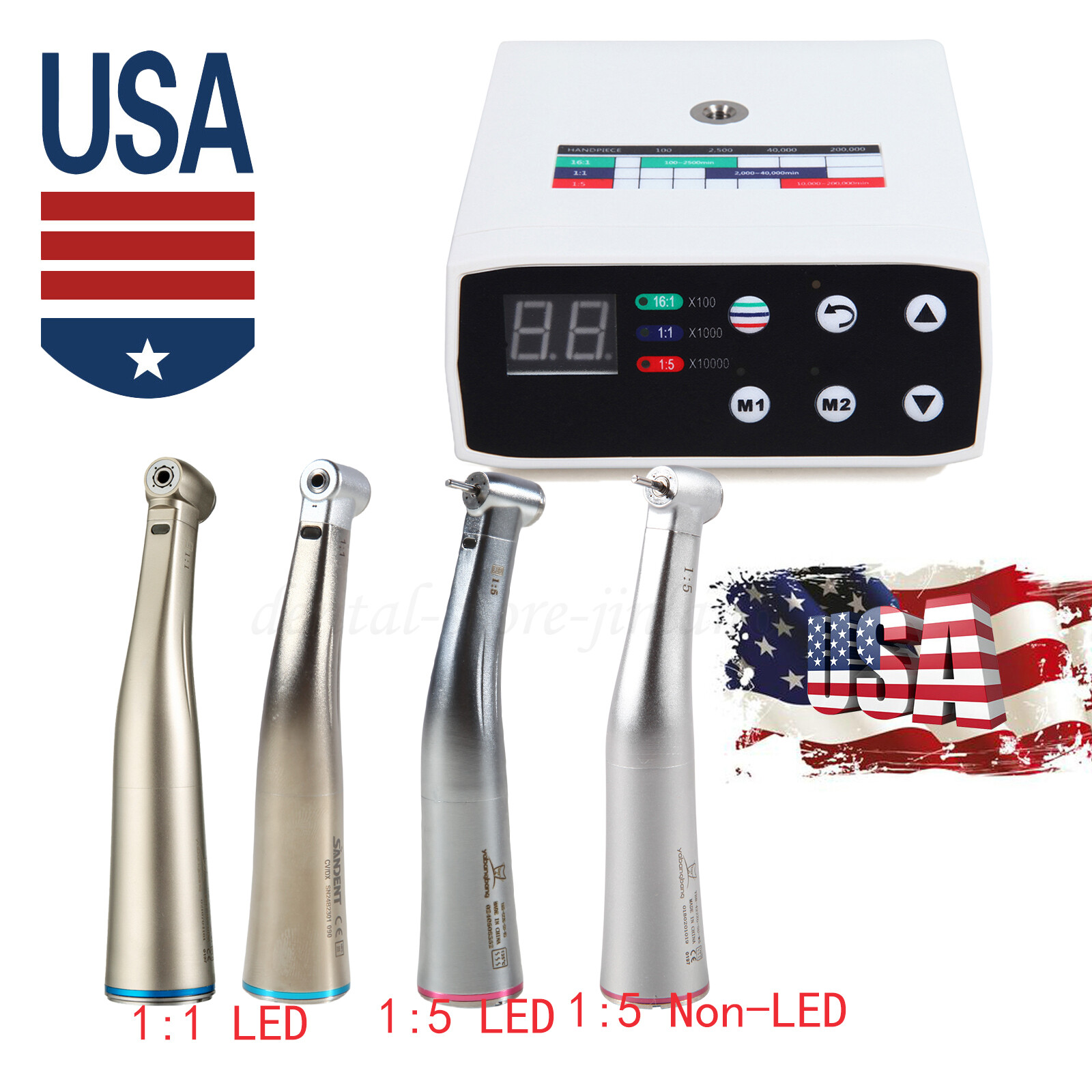 NSK Style Dental Brushless LED Electric Micro Motor/1:5 Increasing Handpiece UPS