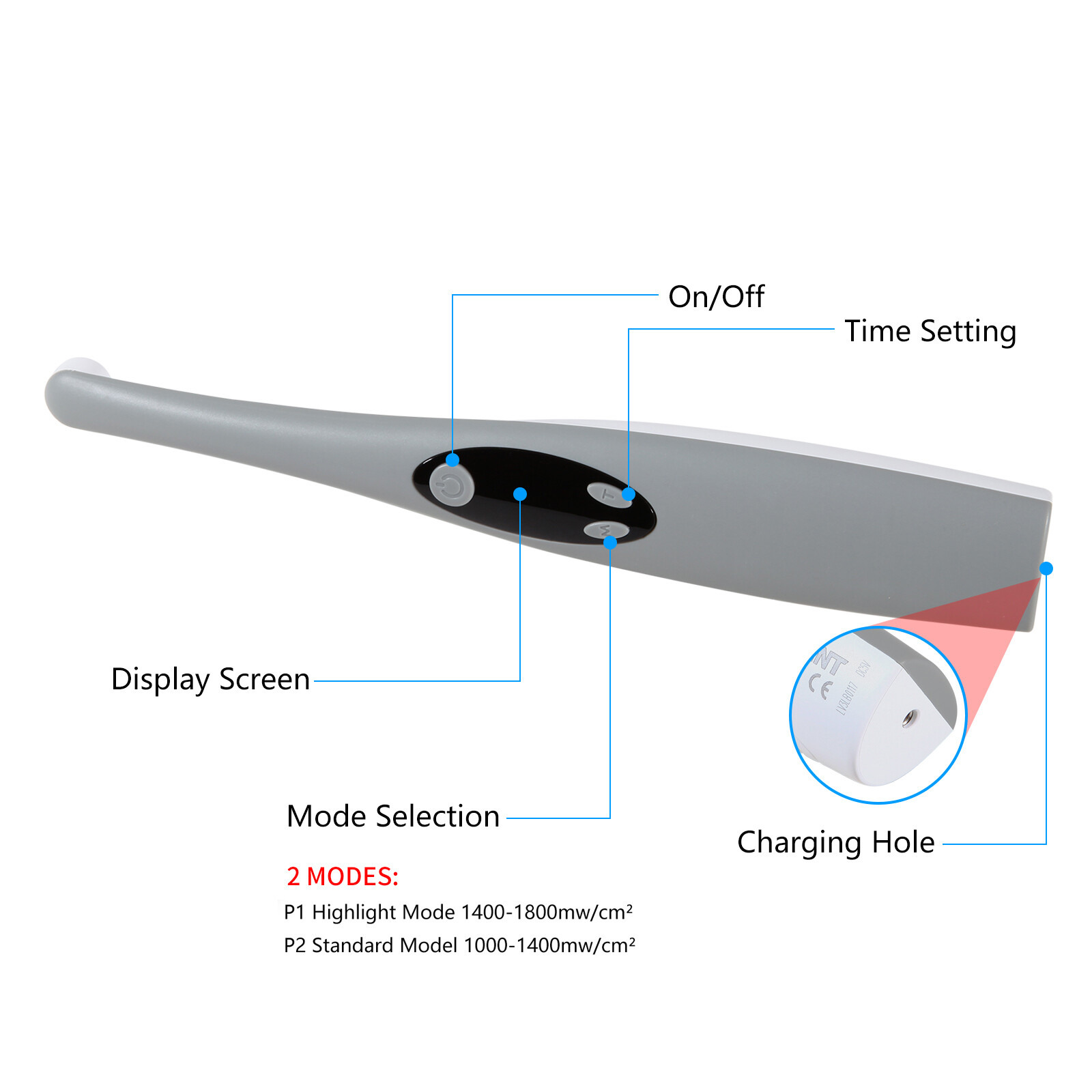 Dental LED Light Cure Lamp Cordless 3Second Fast Curing Light 2 Modes 3SEC USA