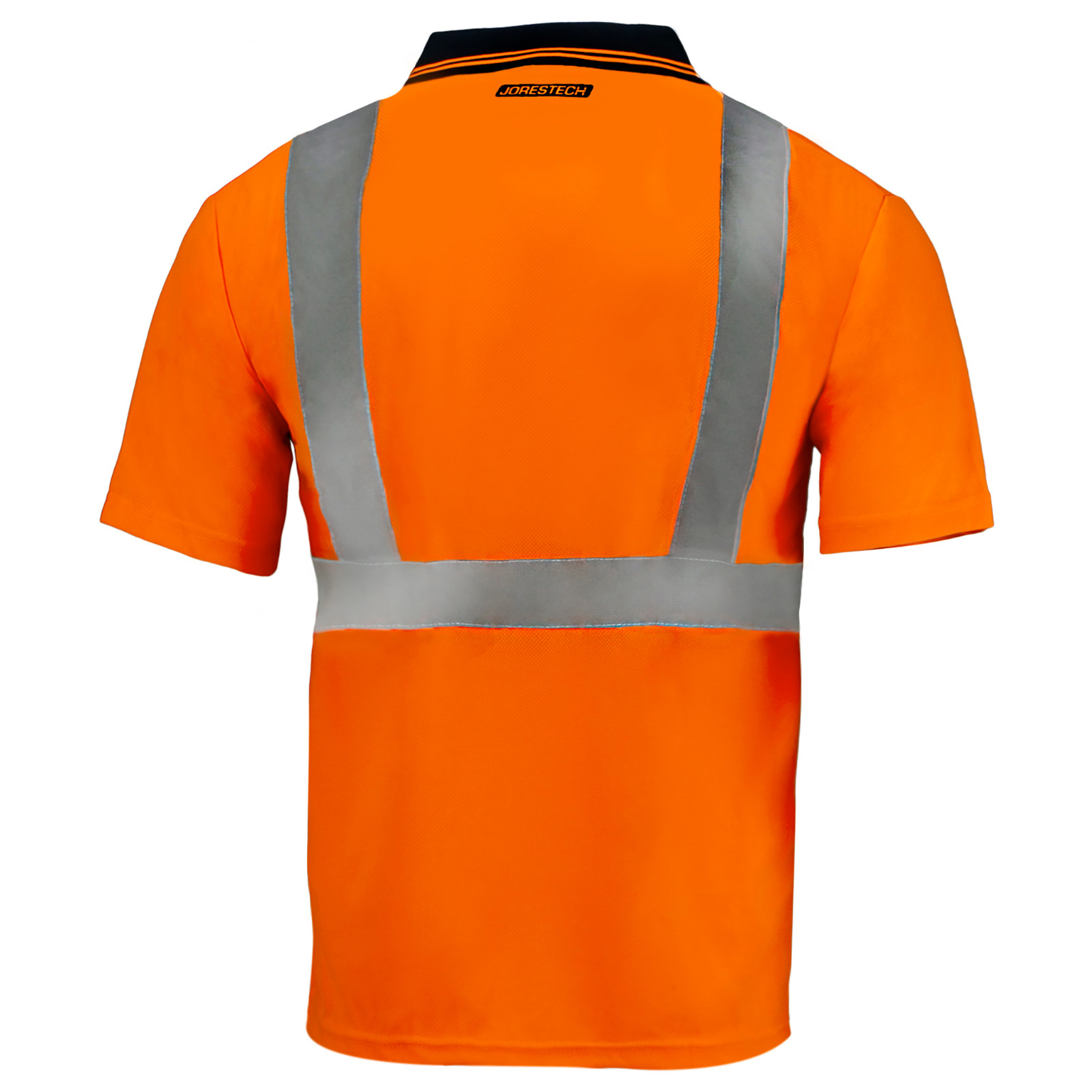 5 Pack Hi-Vis Orange Safety Workwear Short Sleeve Polo Shirt Top Reflective Tape
