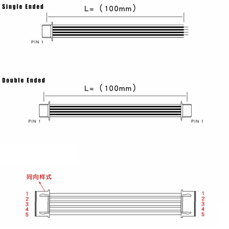 Lot ZH 1.5mm 2/3/4/5/6/7/8/9/10Pin Single Double Ended Connector Plug Wire Cable