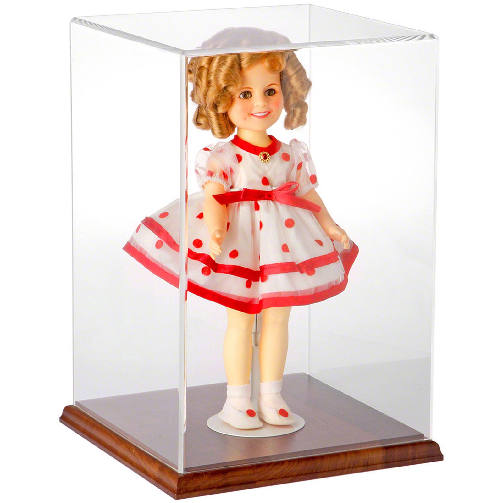 Plymor Clear Acrylic Display Case with Hardwood Base, 8″ W x 8″ D x 12″ H