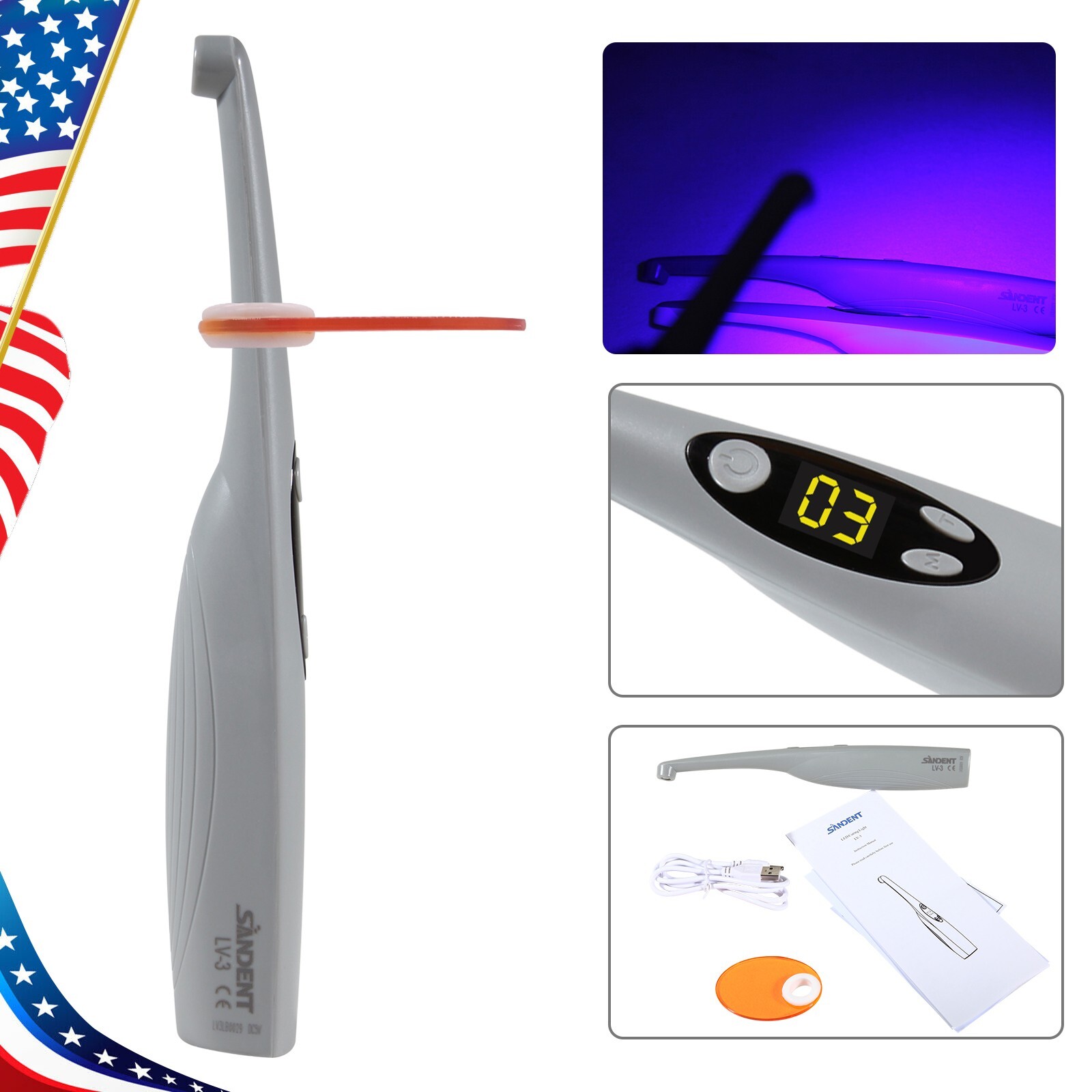 Dental Wireless 3 Second LED Curing Light Cure Lamp High Power curing light OR