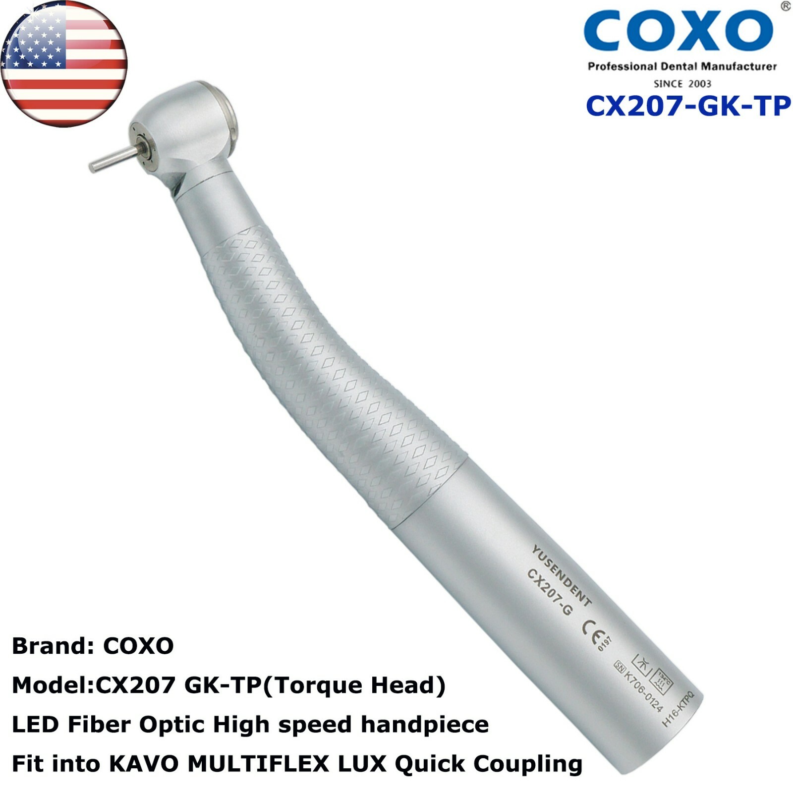 US COXO Dental High Speed Fiber Optic Air Turbine Handpiece fit Kavo Multiflex