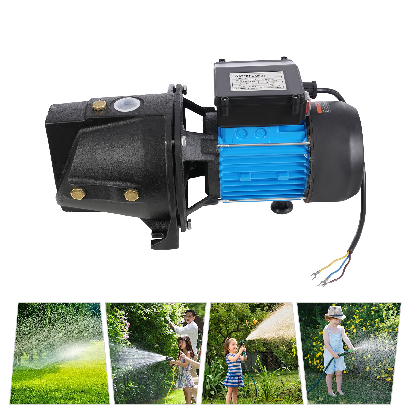 1.6HP Shallow Well Jet Pump, Cast Iron Irrigation Pump for Home Farm Garden Lawn