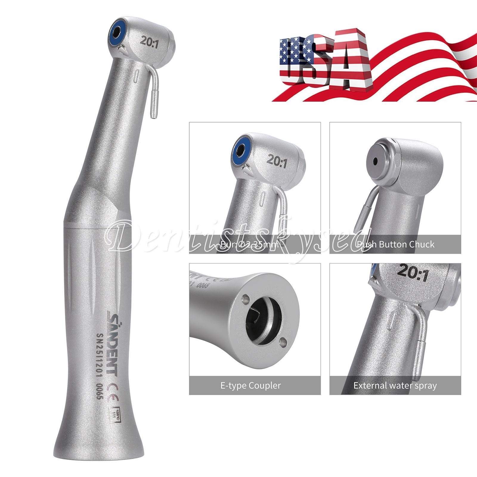 Dental Implant 20:1 Reduction Low Speed Contra Angle Handpiece Fit NSK E-type Y