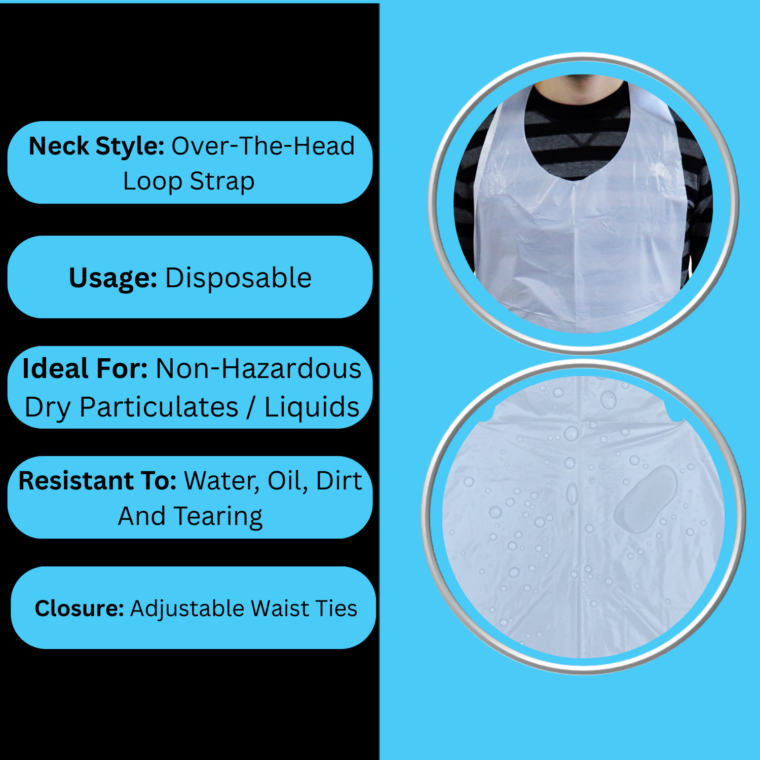 White Polyethylene Apron, Size: 28″ x 46″ – (1000 Pieces)