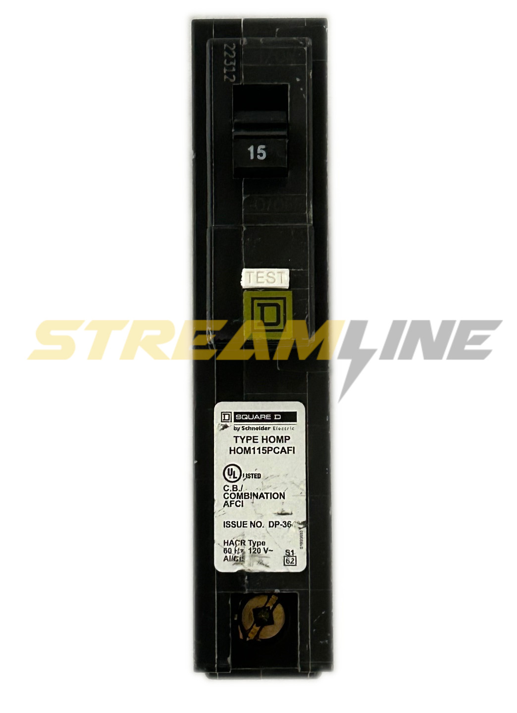 Square D HOM115PCAFI Combination Arc-Fault Circuit Breaker, 15 Amp, 120V, 1-Pole