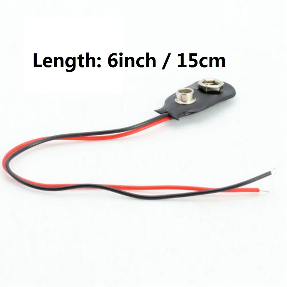 1/5/10 Pcs Snap 9V (9 Volt) Battery Clip Connector I Buckle Type Black w/ Cable