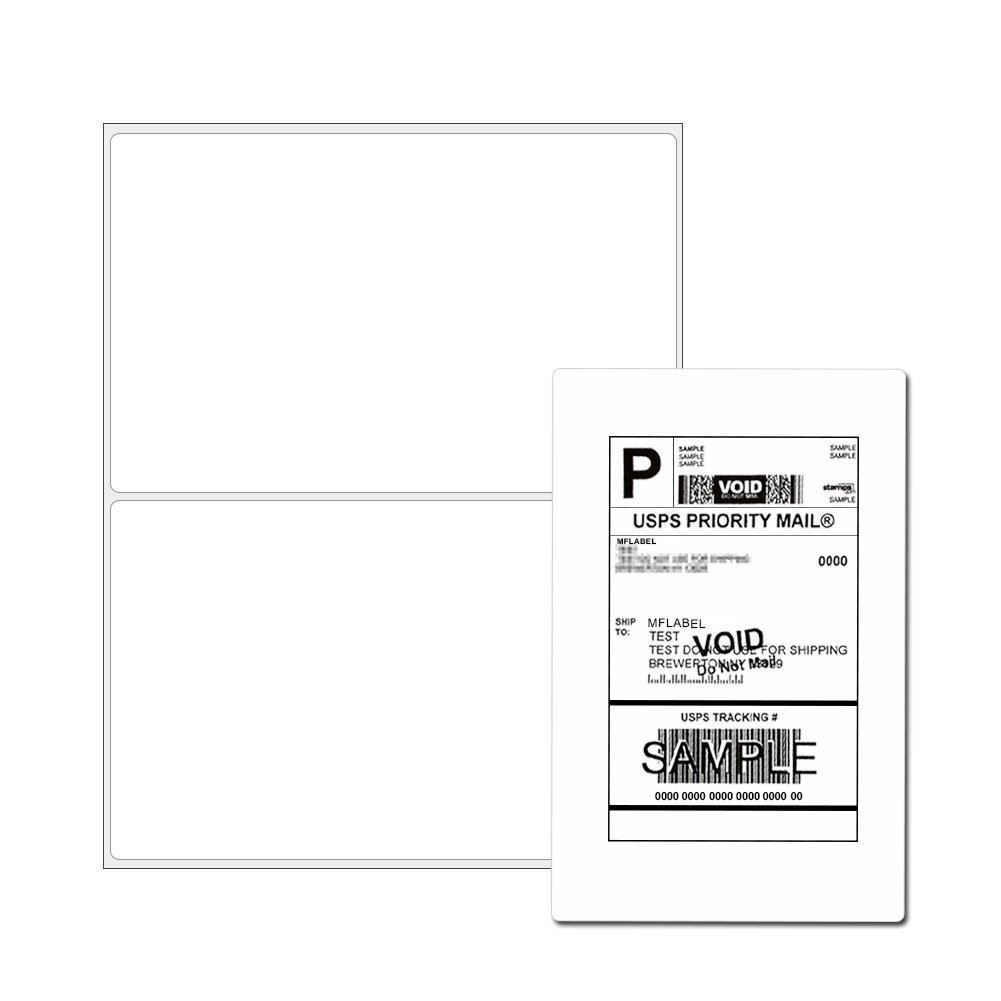 500 Shipping Labels 8.5 x 5.5 Round Corner Self Adhesive 2 Per Sheet