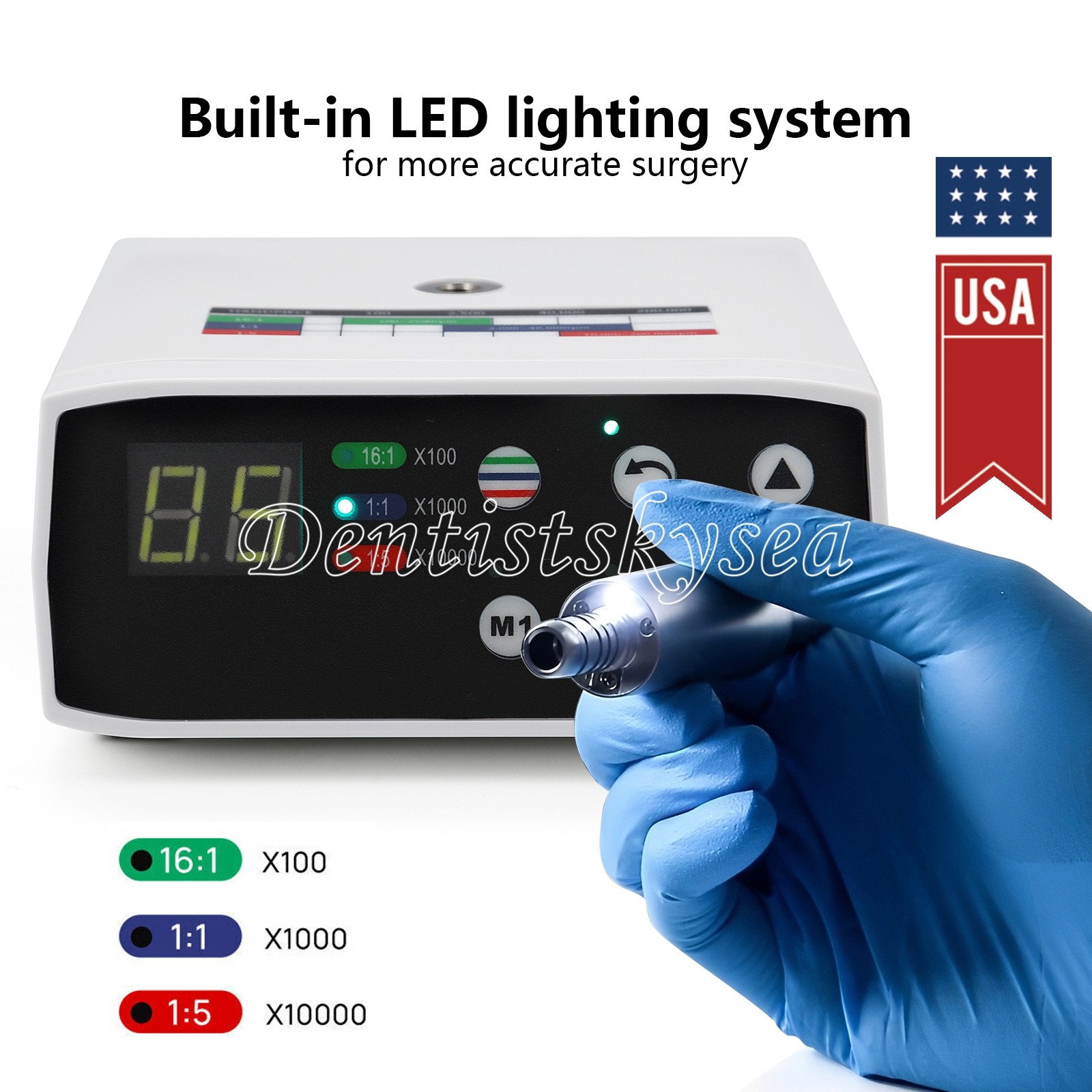 Dental Brushless LED Electric Micro Motor/1:5 Increasing LED Handpiece