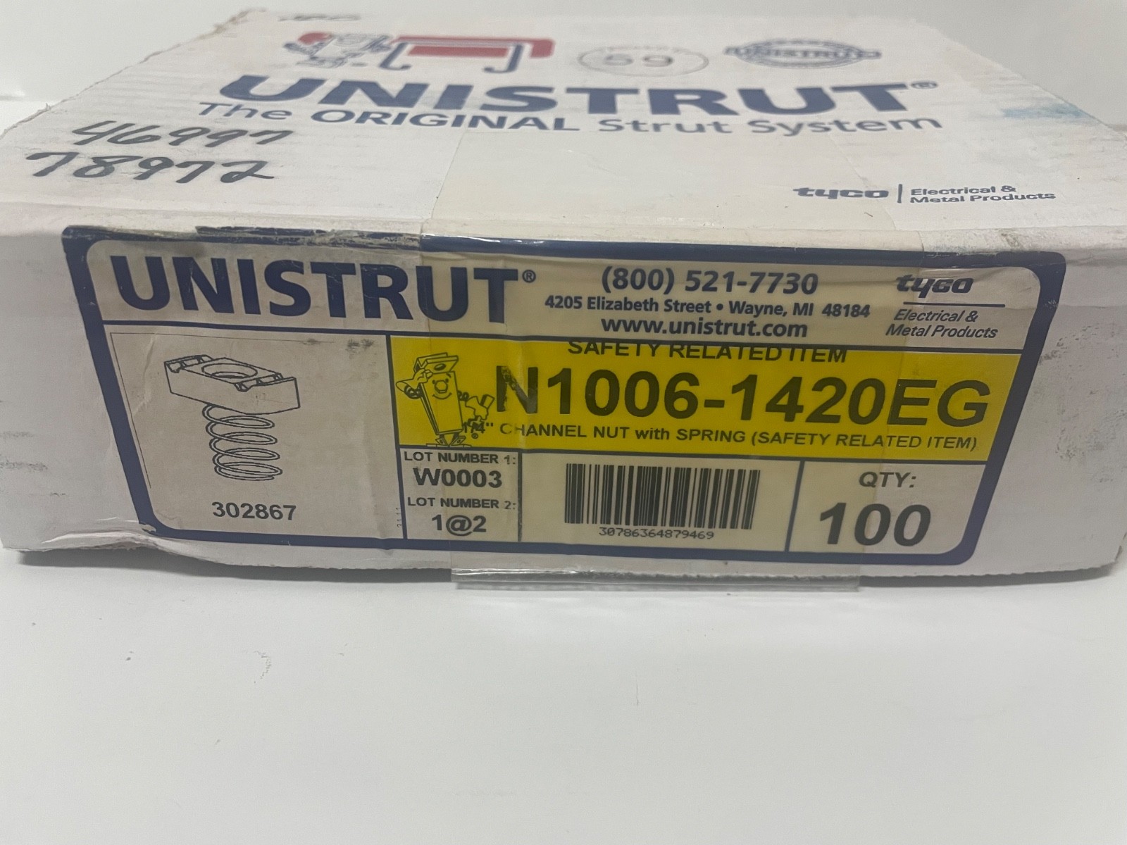 100 Count – Unistrut Strut Channel Nut w/ Spring 1/4″-20 Electro-Galvanized