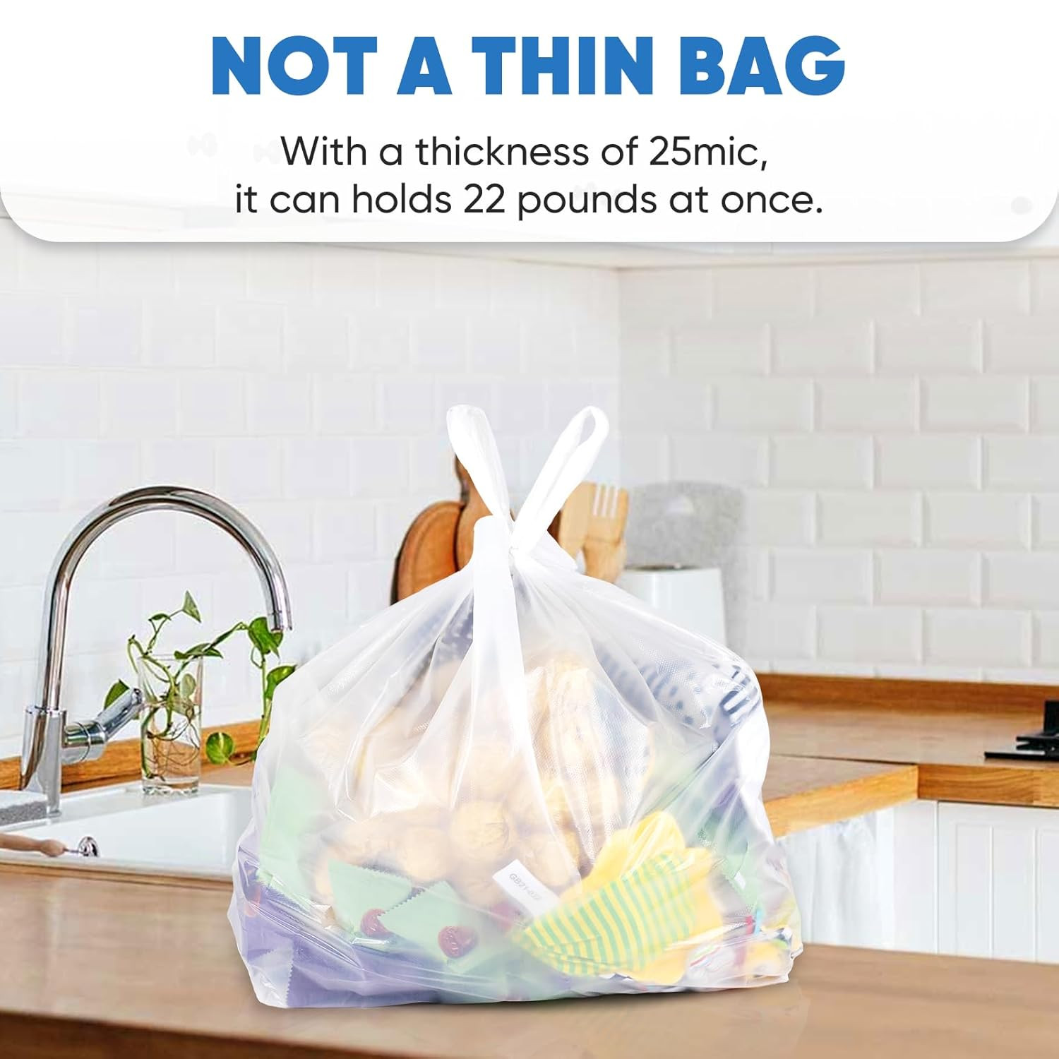 200 Plastic Grocery Bags 11.5×6.5×21 Durable 22lb Leakproof Shopping Totes