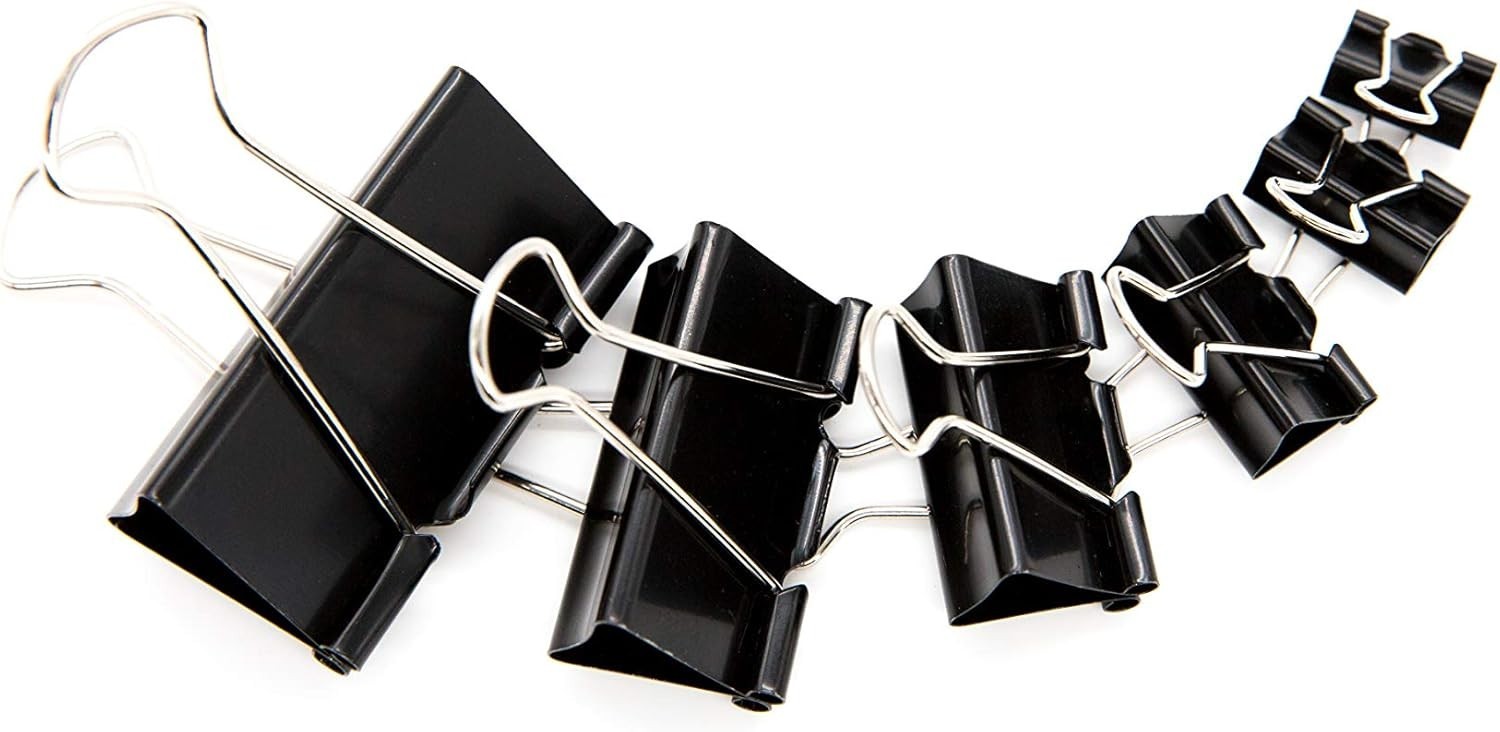 Binder Clips Paper Clamps Assorted Sizes 100 Count (Black), X Large, Large, Medi