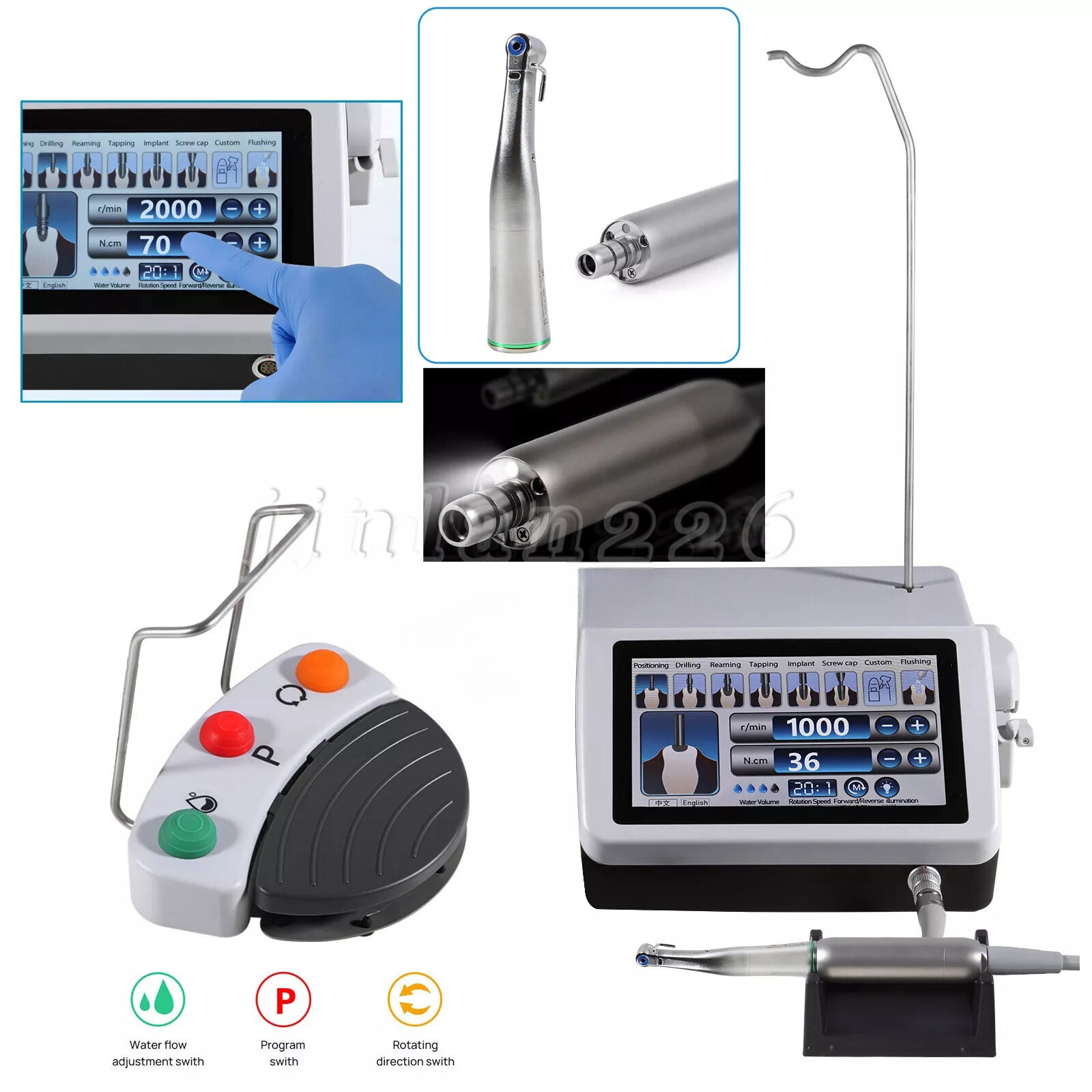 Dental Implant Motor System Surgical Brushless/Touch Screen Motor+20:1 Handpiece