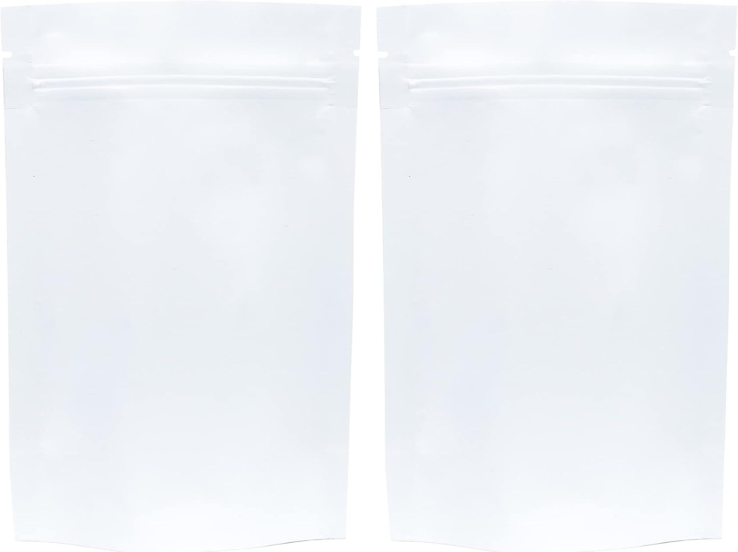 100 Matte Double-Sided Resealable Bags, White