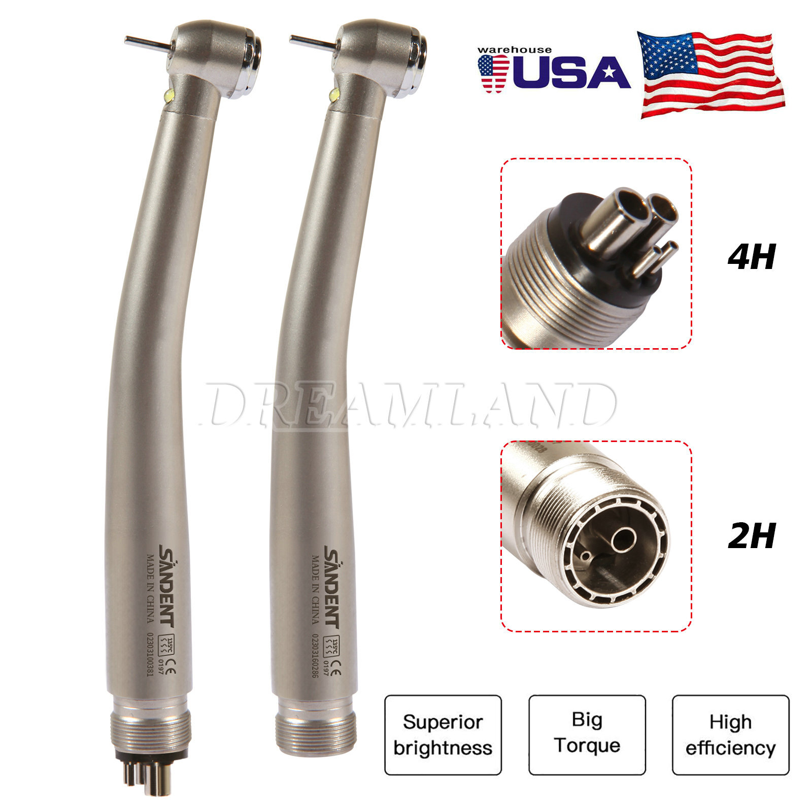 Dental PANA Max High Speed LED Handpieces NSK Type Internal Triple Spray Push US