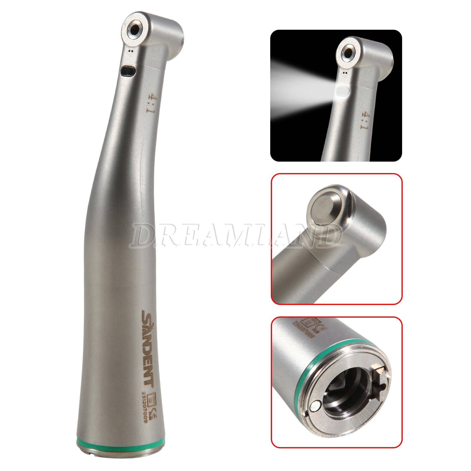 Dental 1:5 1:1 4:1 contra-angle handpiece light LED fiber optic Inner water