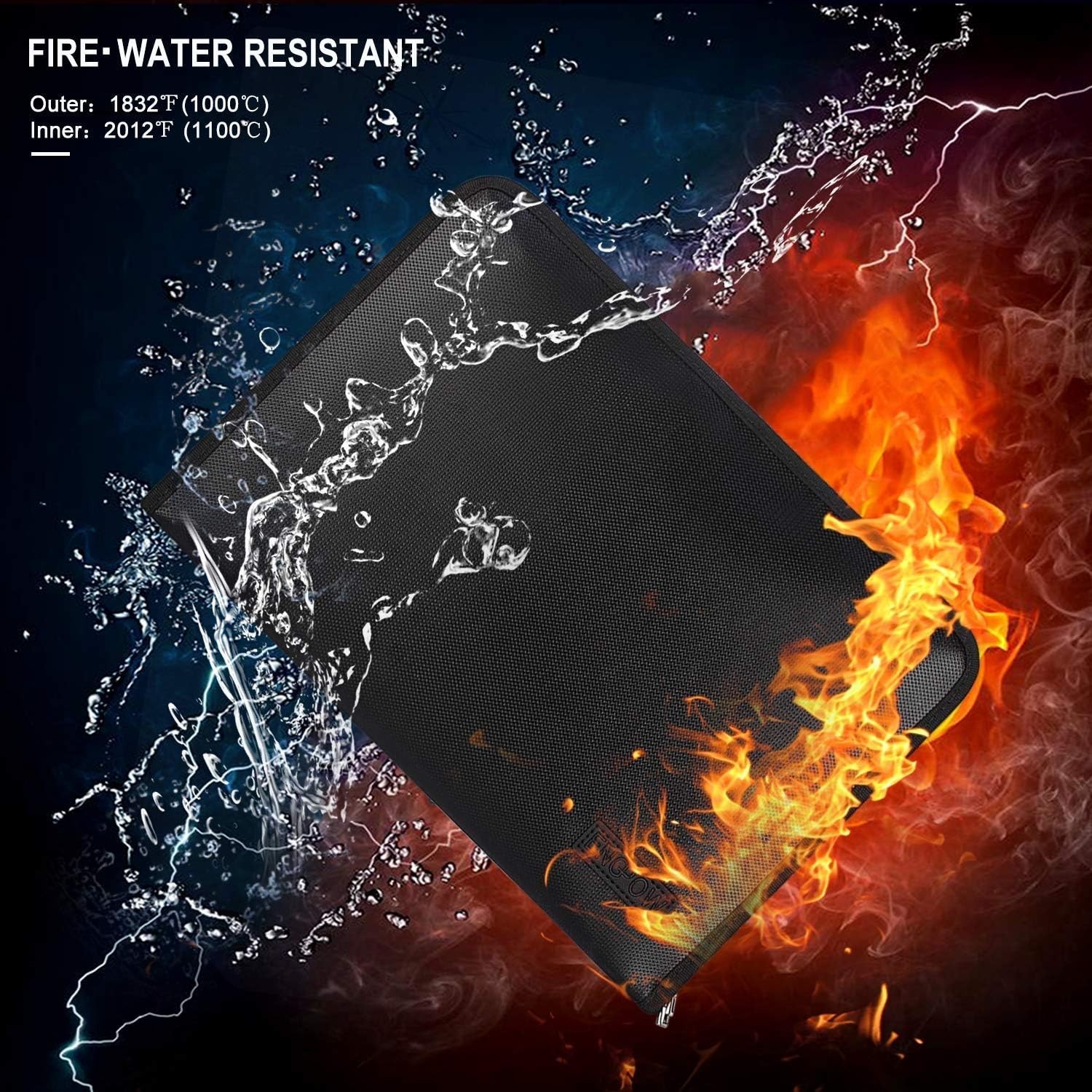 Durable Waterproof Document Pouch with Fireproof Features and Zipper Closure